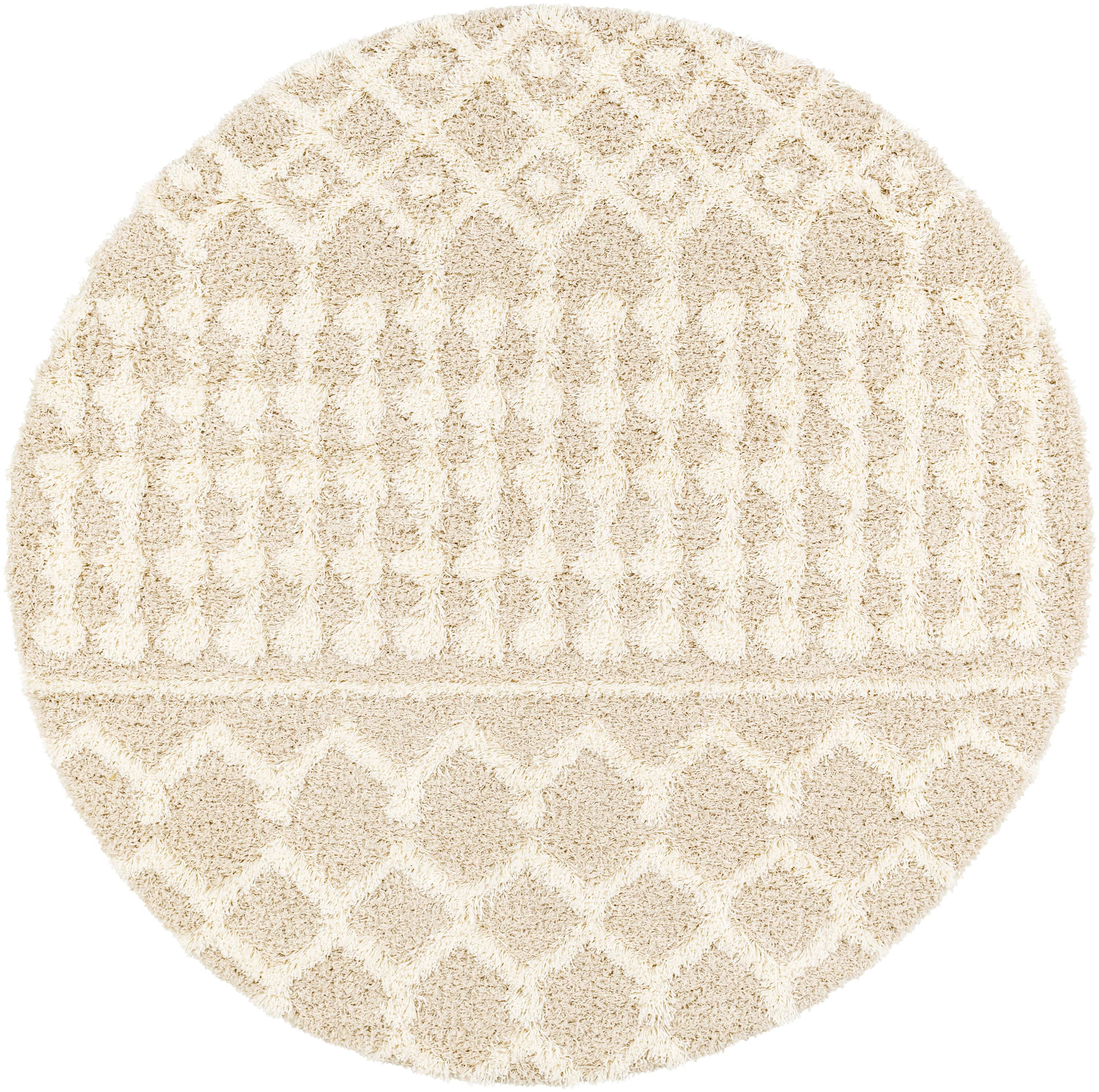 Livabliss USG2303-67RD Urban Shag 7 x 7 (ft) Polypropylene Beige Round Indoor Geometric Global Area rug