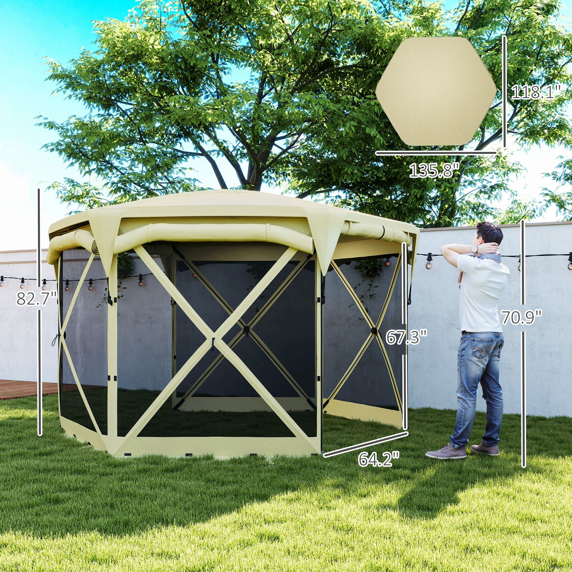 Outsunny 84C-647V00BG Wood-Resin-Gazebos - View #3