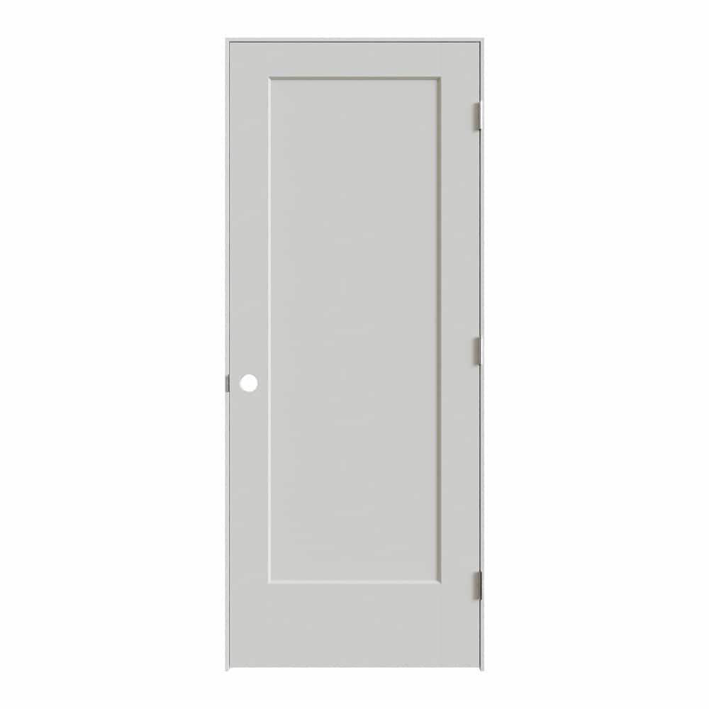 Masonite 642248 32-in x 80-in Primed Solid core 1-panel Left hand Smooth Primed MDF Flat Jamb Single Prehung Interior Door