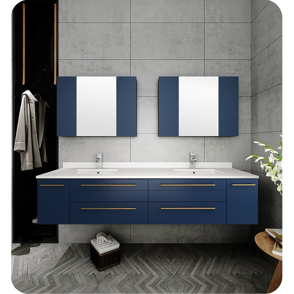 Fresca Lucera 72 Royal Blue Floating Bathroom Vanity Base Cabinet ...