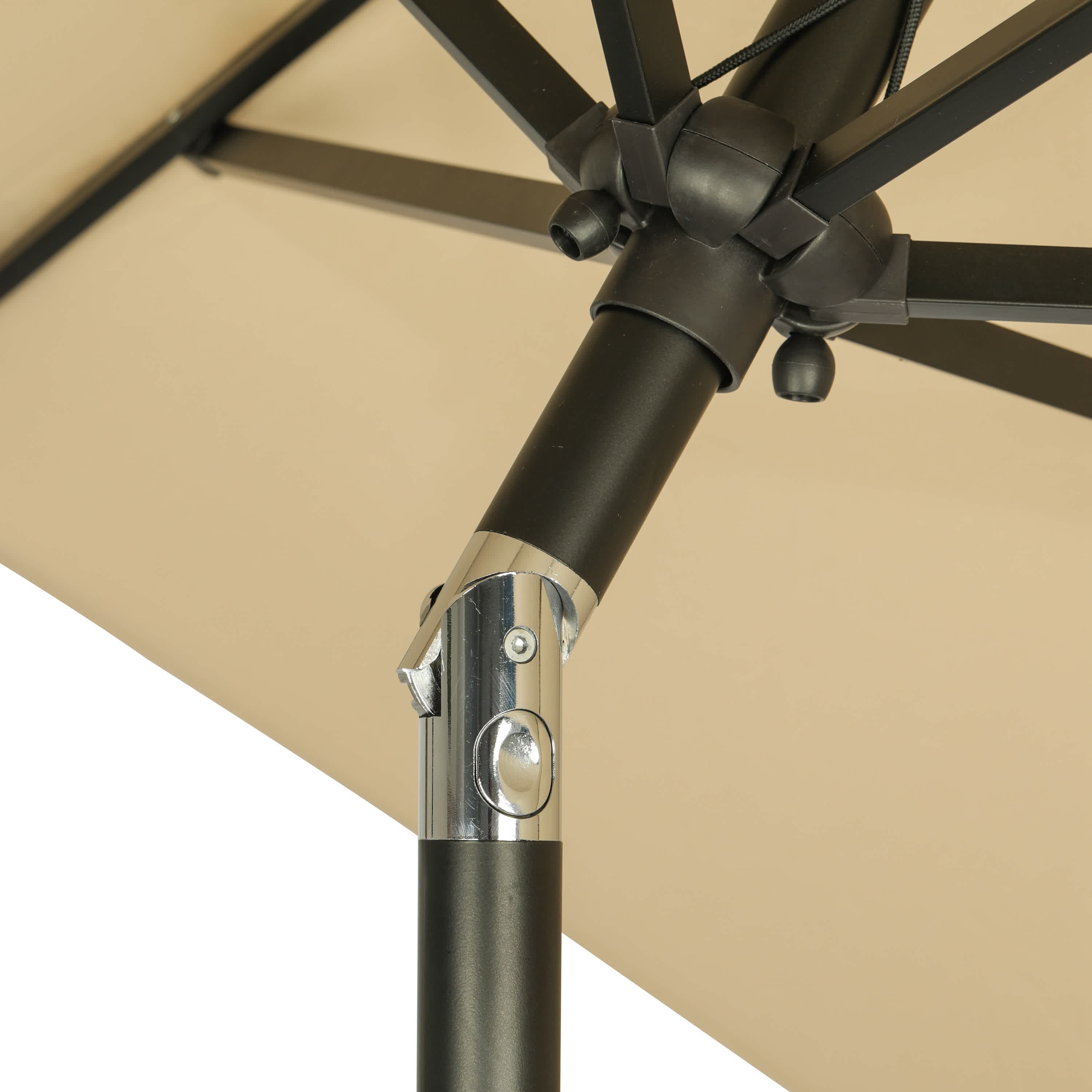 Bimini 6.5' x 10' Beige Polyester Market Umbrella with Steel Pole
