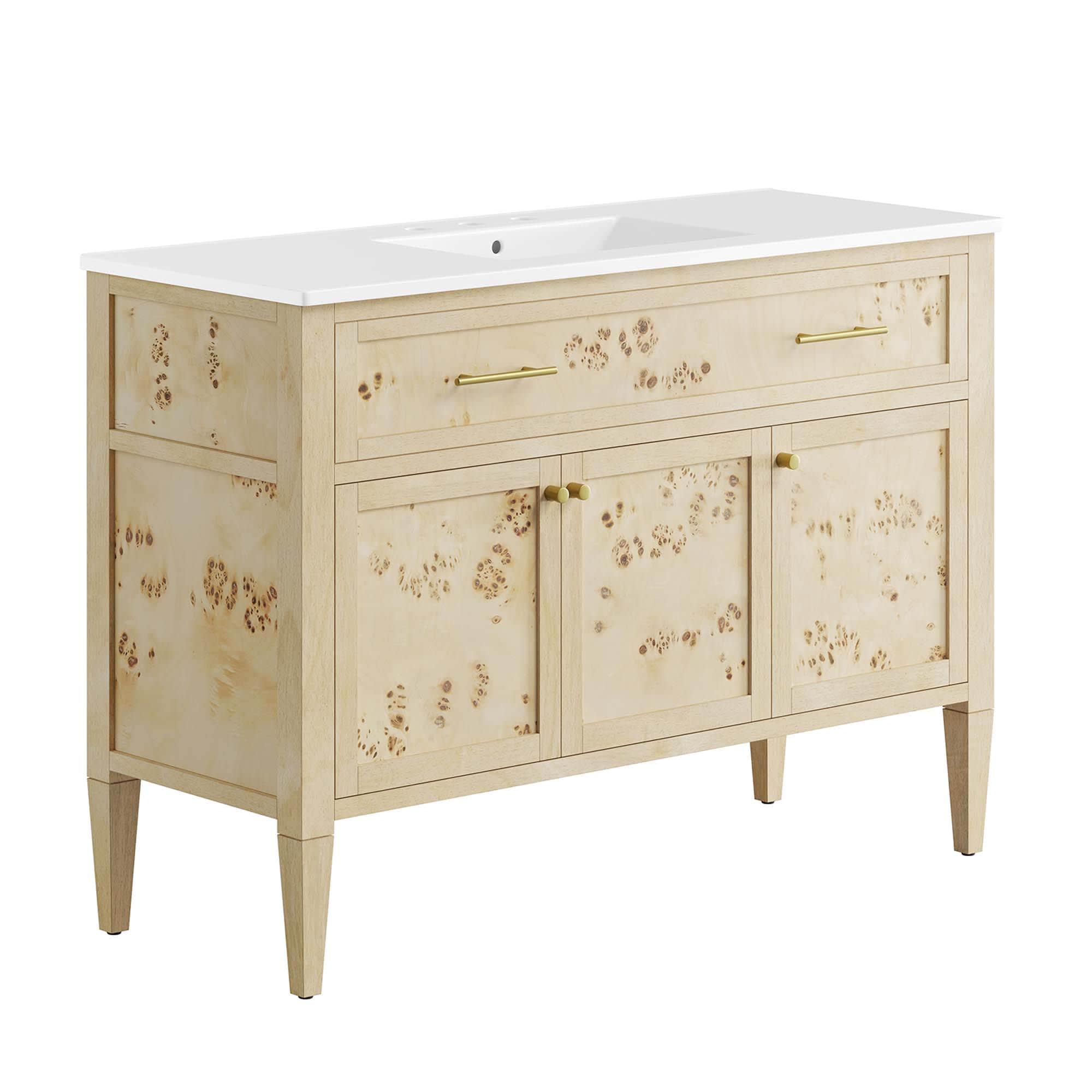 Modway  Elysian 48-in Wood Single Sink Bathroom Vanity in White Burl