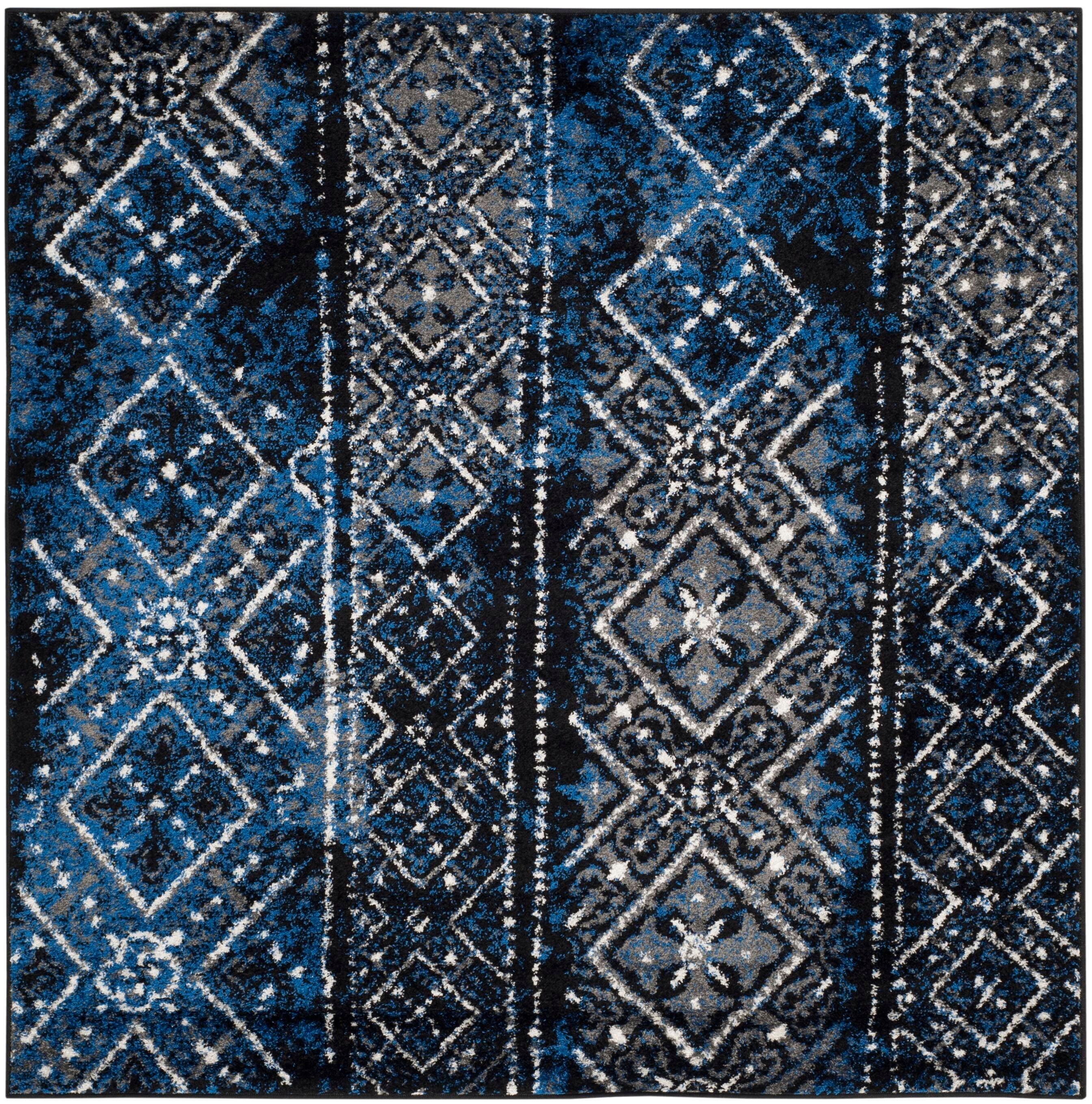 Safavieh ADR111A-6R Adirondack Winston 6 x 6 (ft) Loomed Polypropylene Blue/Black Round Indoor Abstract Moroccan Area rug