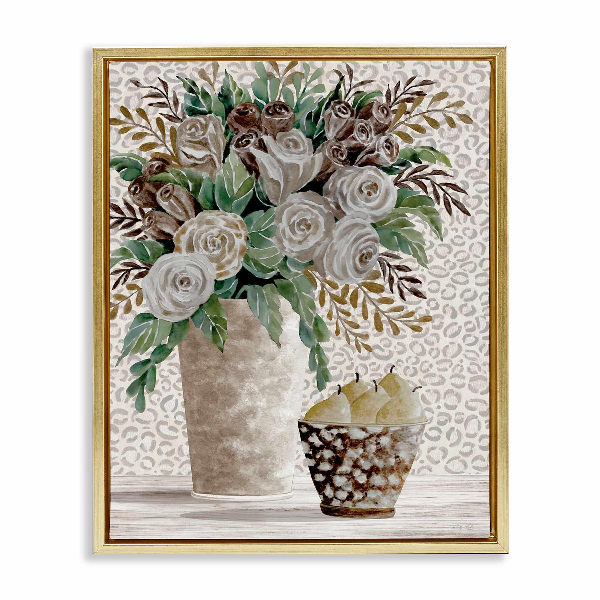 Stupell Industries BS-702-FFG-24X30 Bouquet on Leopard Pattern Floating Frame design by Cindy Jacobs