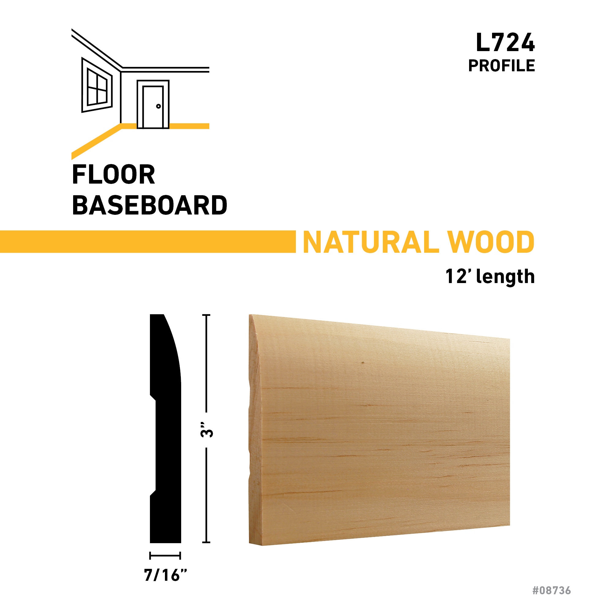 RELIABILT L 72412PINE Baseboard-Moulding - View #4