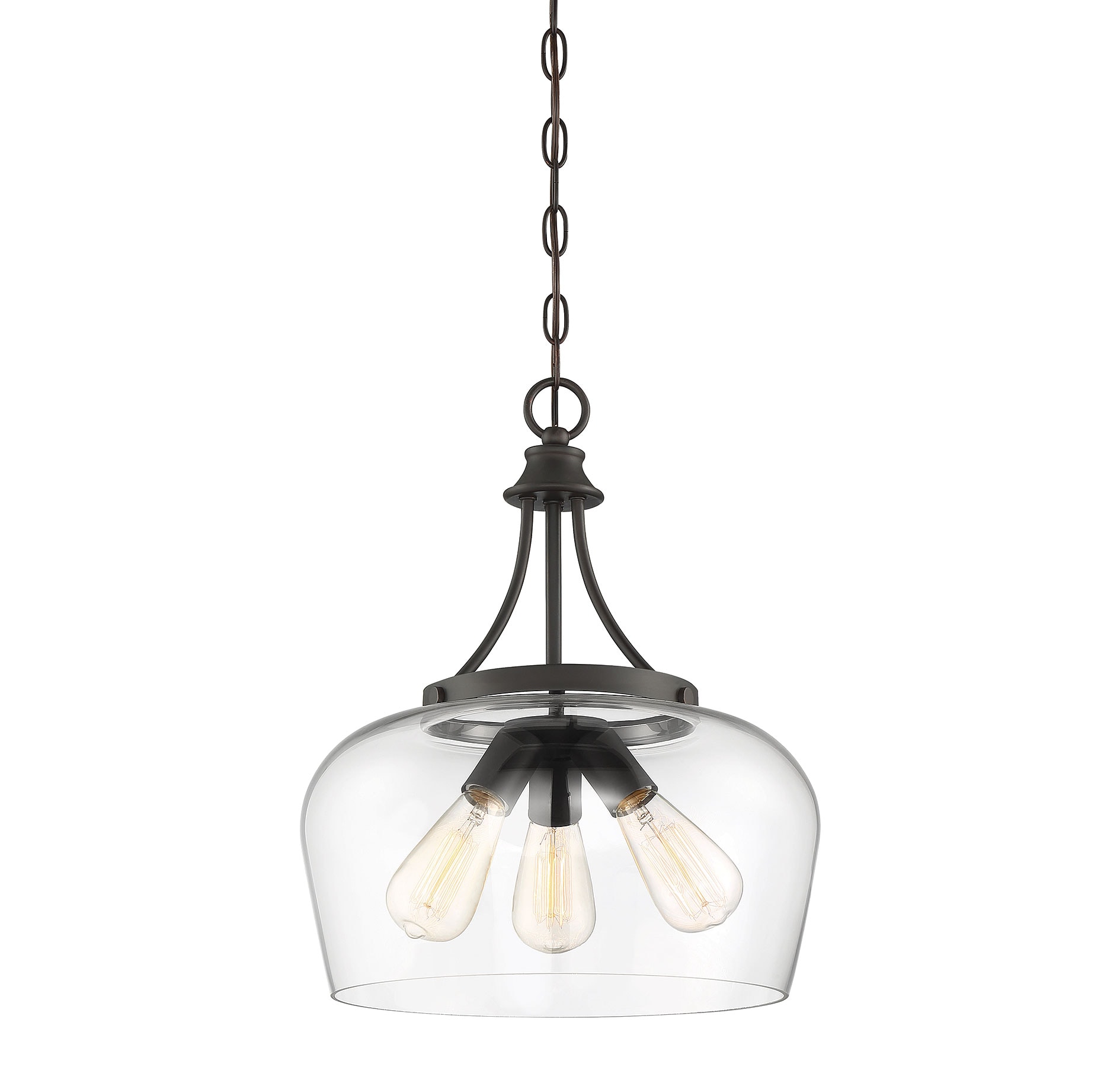 English Bronze Glass Transitional Pendant Light