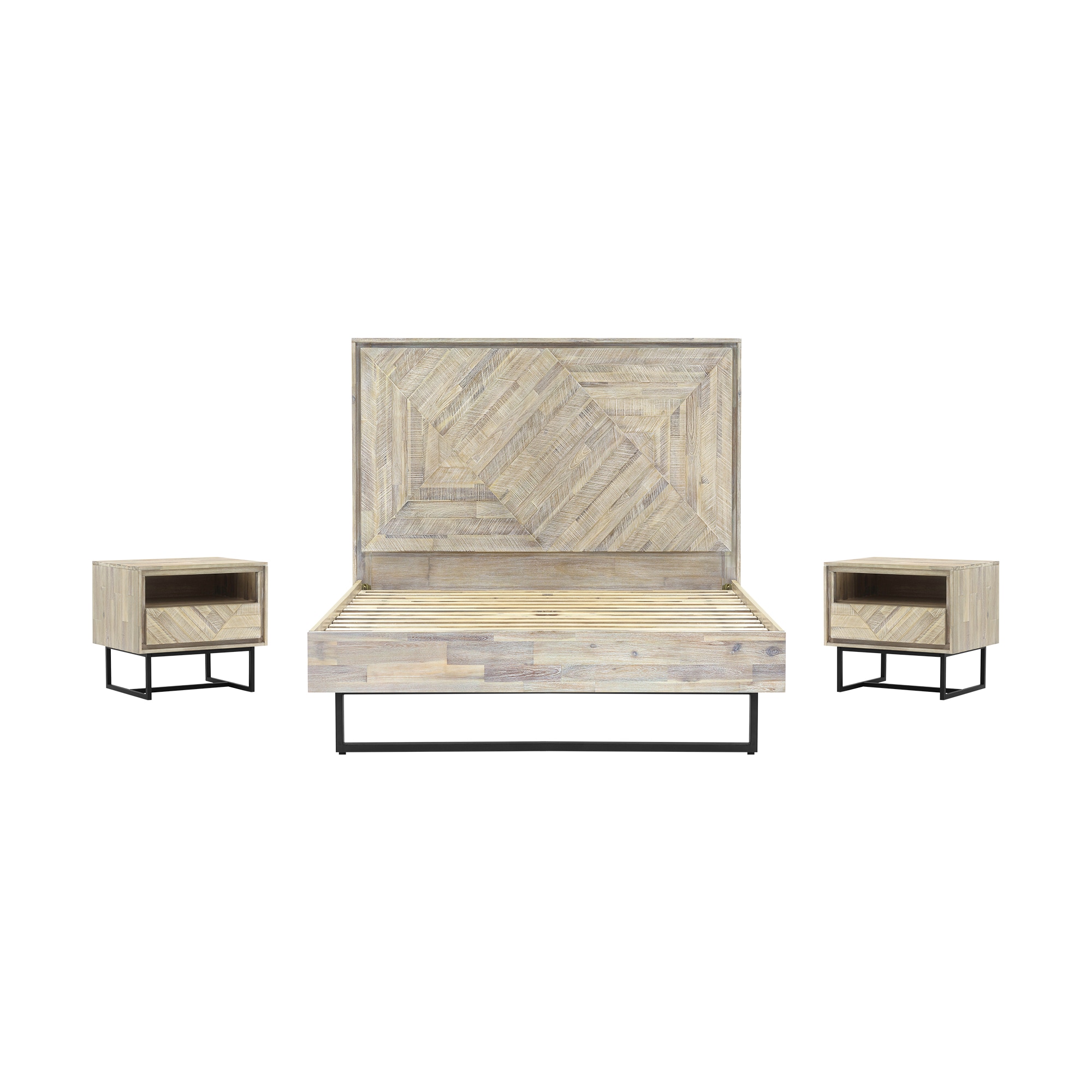 Armen Living SETPEBDQN3A Natural Queen Bedroom Set