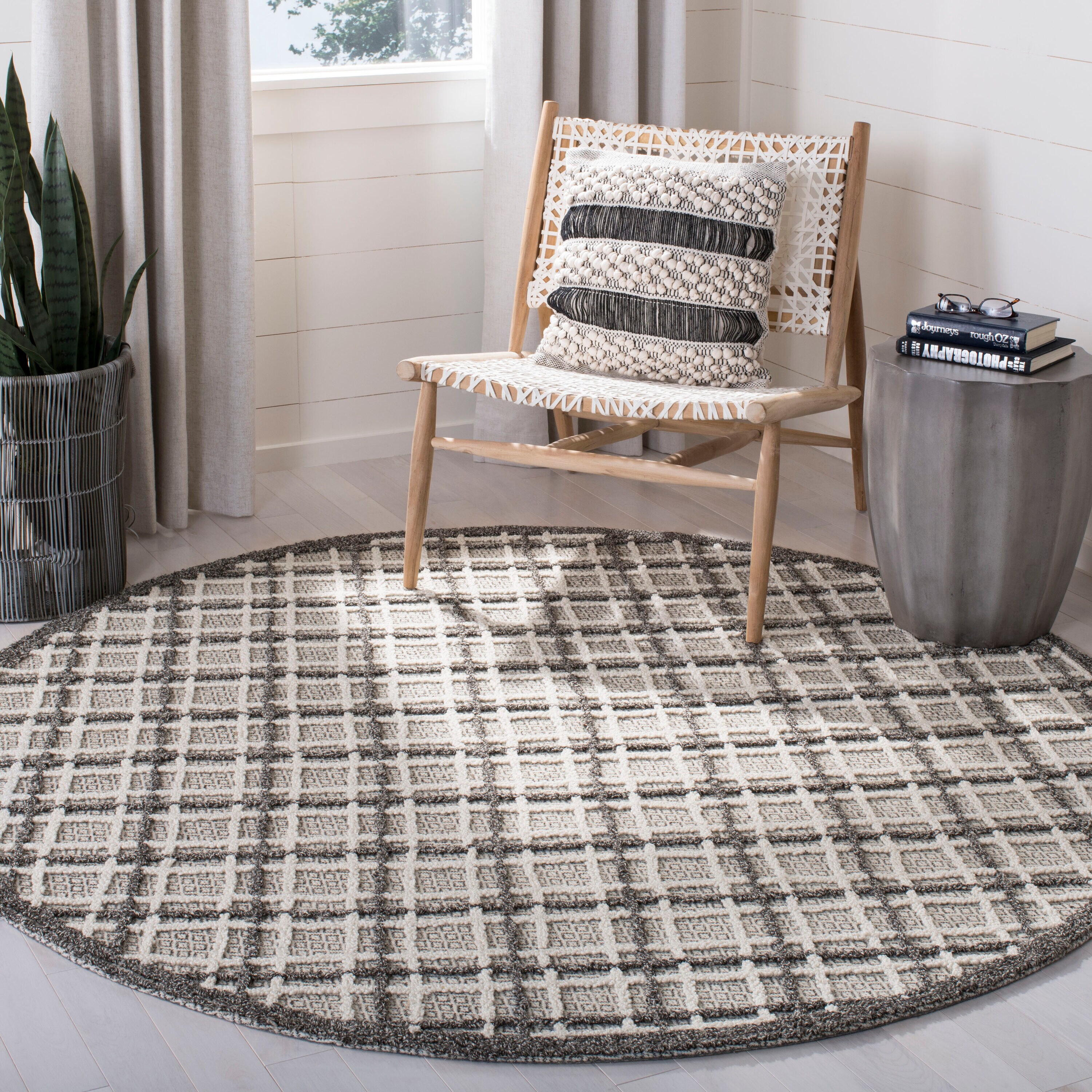  Trace 251 Dark Gray/Light Gray Contemporary 6ft x 6ft Round Rug
