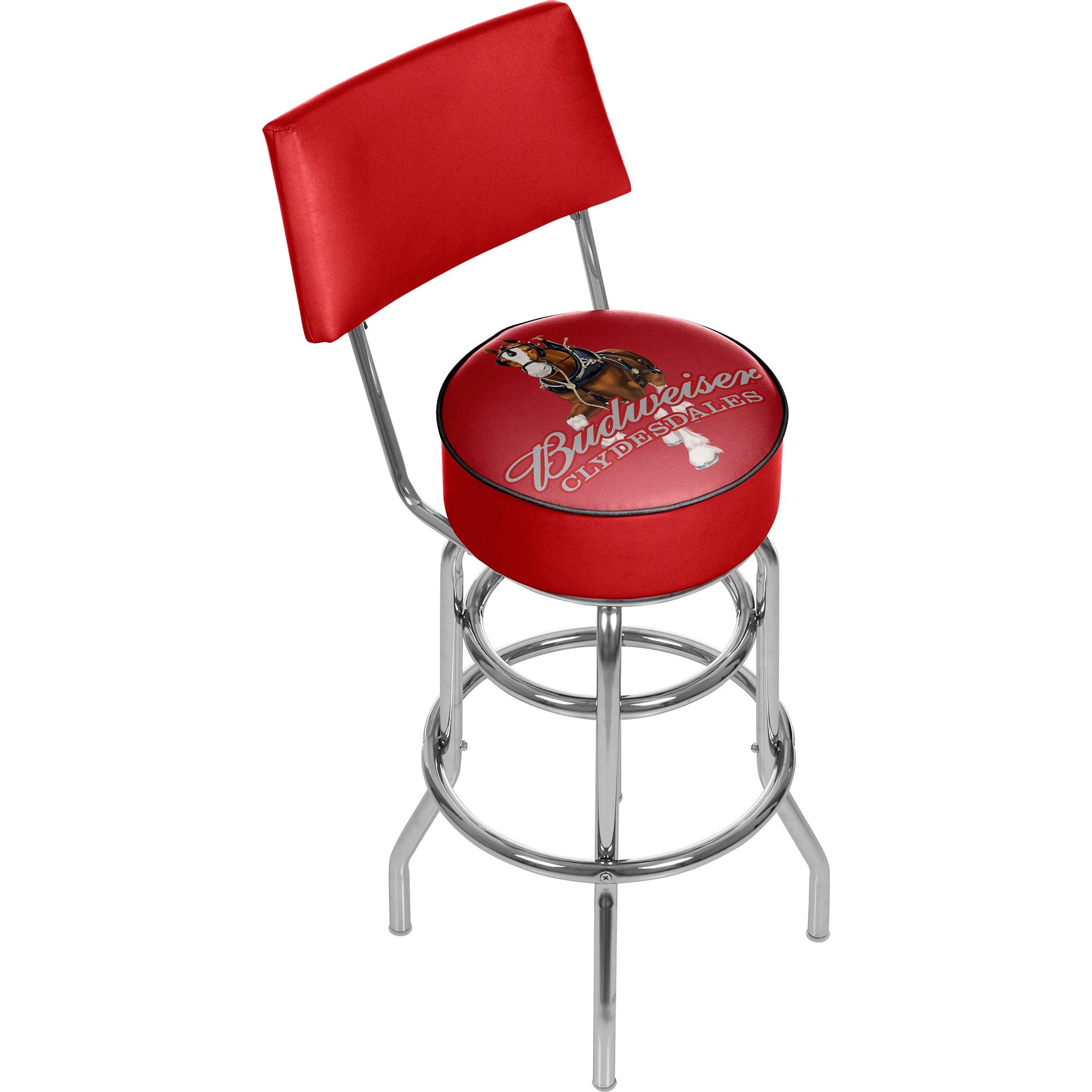 Bar Stools with Backs Chrome 5-in H Bar height Swivel Metal Bar Stool with Back | - Trademark Gameroom AB1100-CLY-R