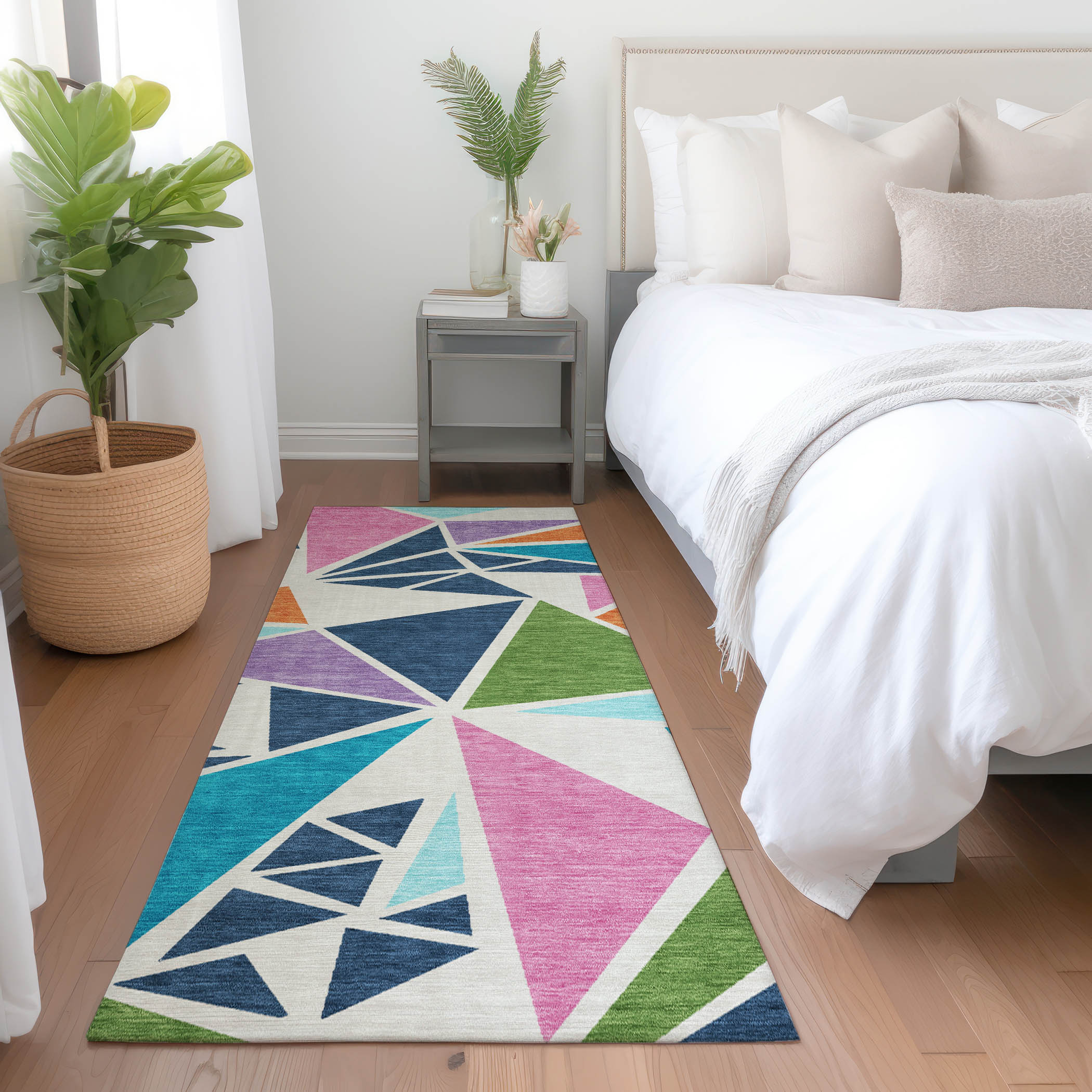 Addison Rugs ACN1039WI2X8 Chantille ACN1039WI 2 x 7 (ft) Polyester White Rectangular Indoor/Outdoor Geometric Machine washable Runner rug
