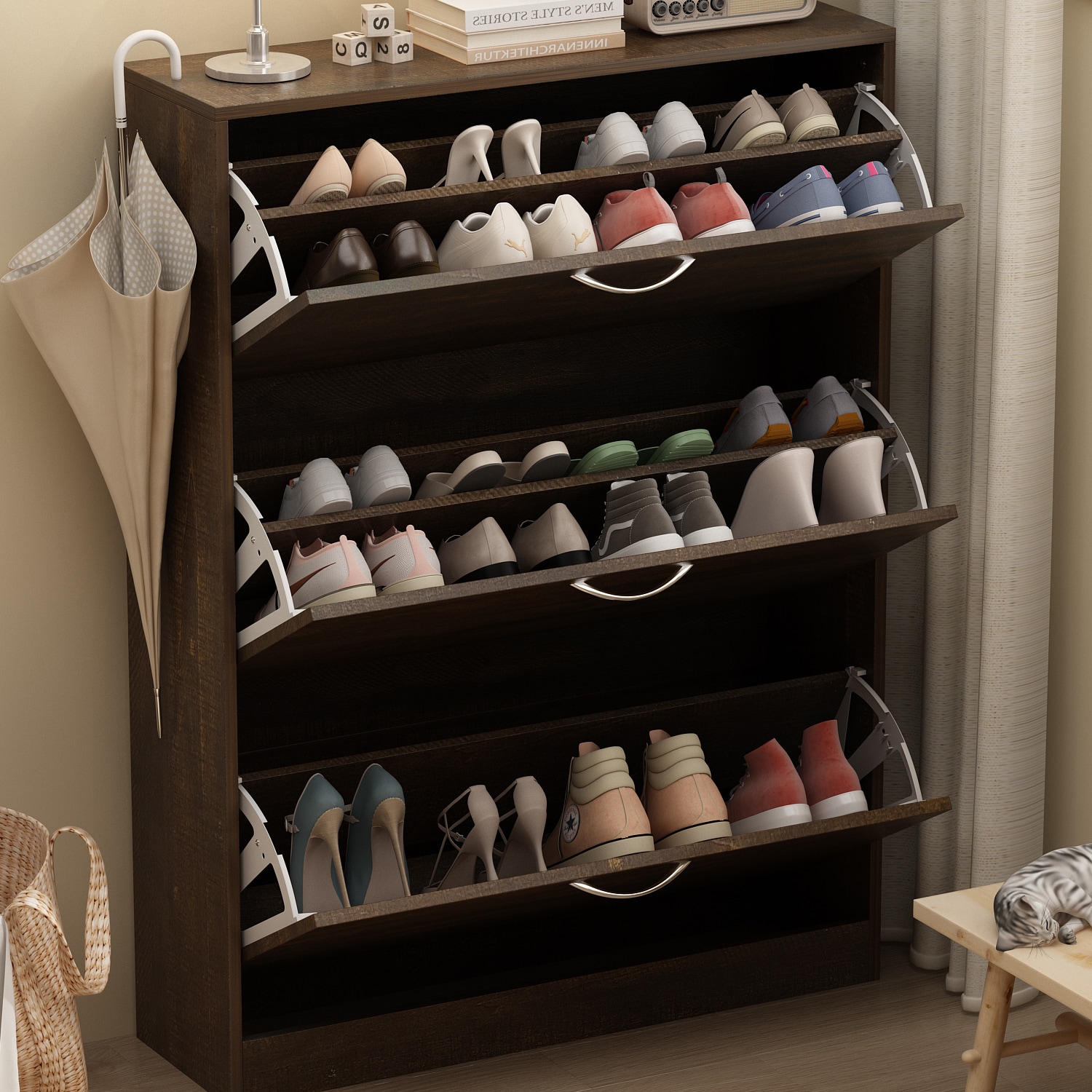 Shoe Storage Wooden 3-Drewers— FUFUGAGA