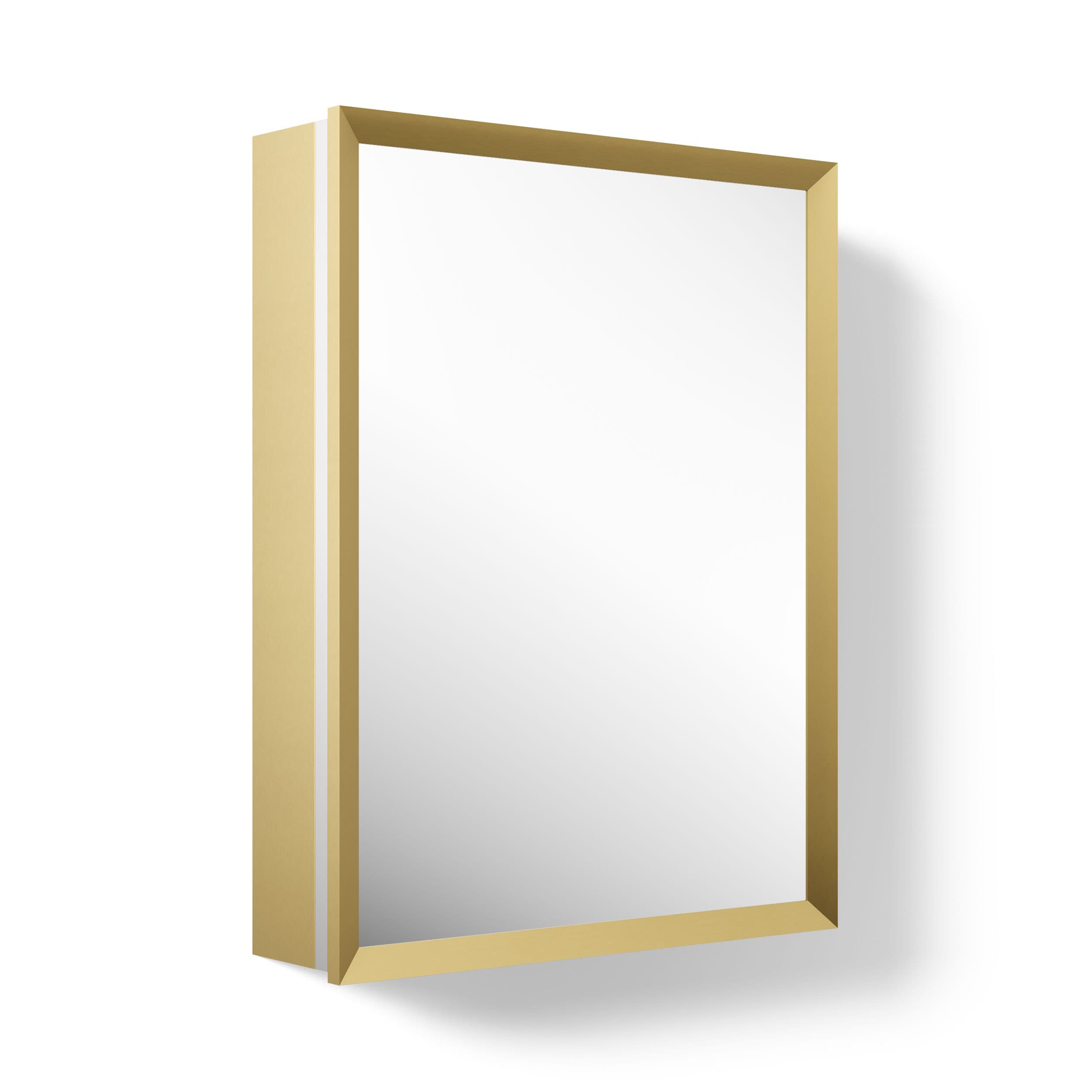 KOHLER Embark 20-in x 26-in Surface/Recessed Mount Moderne Brushed Gold Mirrored Rectangle Soft Close Medicine Cabinet