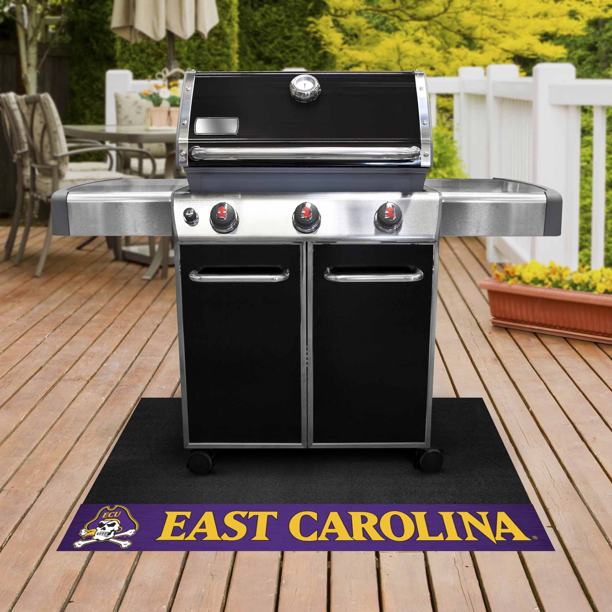 FANMATS 21627 East Carolina Pirates Grill Mat Black Vinyl Rectangular Grill Mat