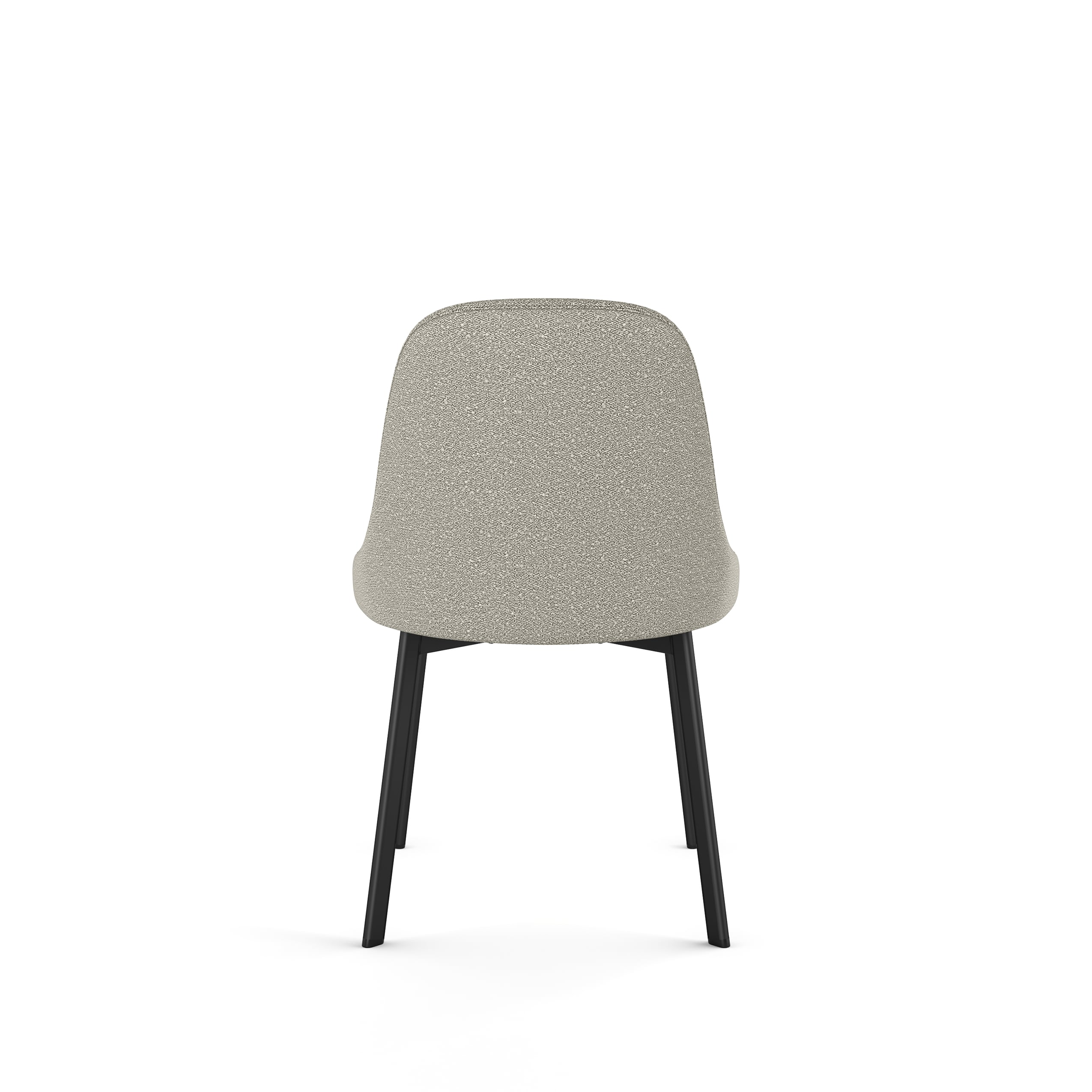 Light Beige Grey Bouclé Upholstered Side Chair with Black Metal Legs