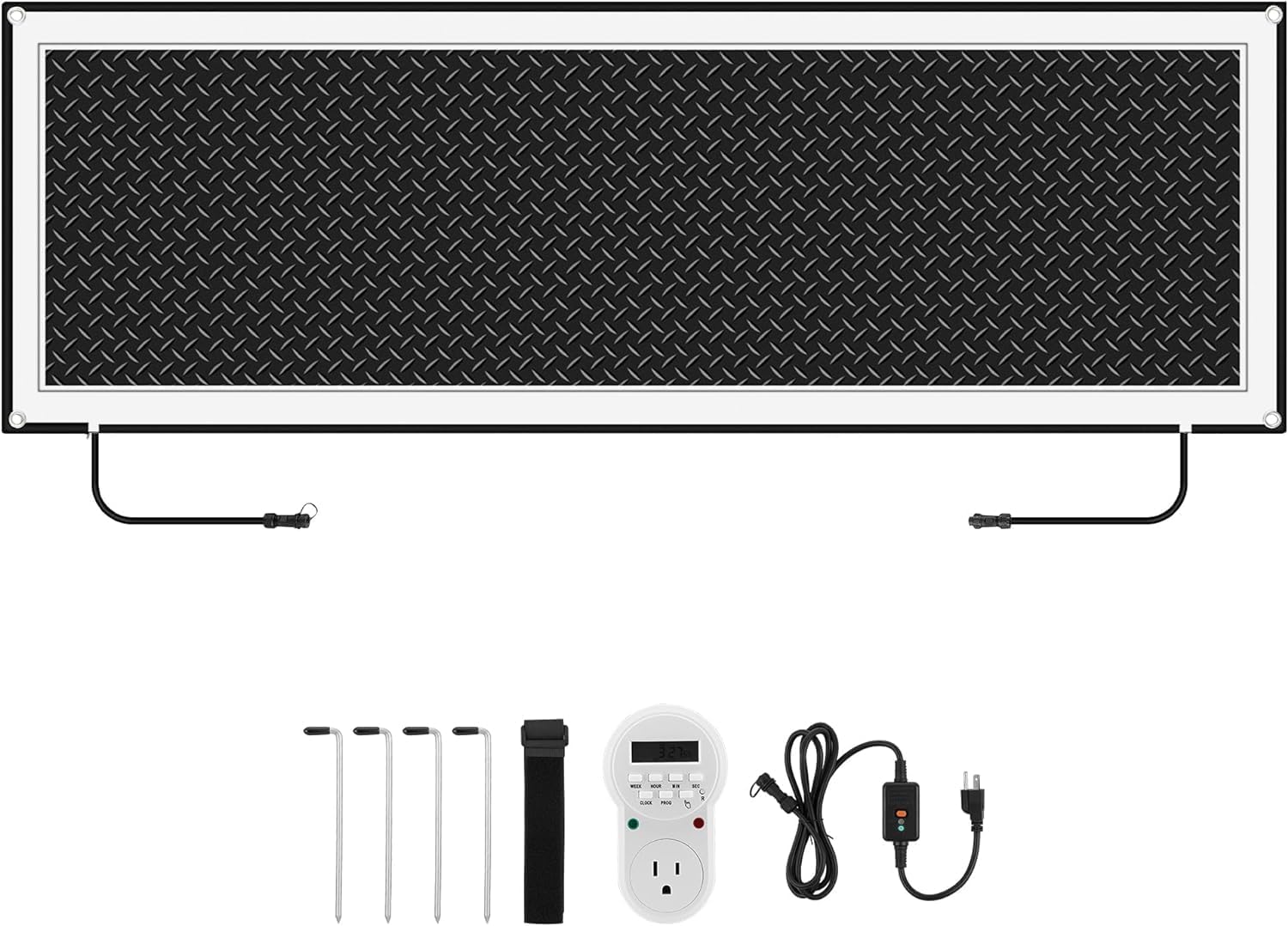 Silvel KF100253-03 Snow Melting Mats Outdoor 20''×60'' Ice Snow Melting Mats for Winter Entrances No-Slip Heated Outdoor Mats with Outlet Timer and Reflective Strip for Stairs Walkways Doorway Sidewalk 1PC