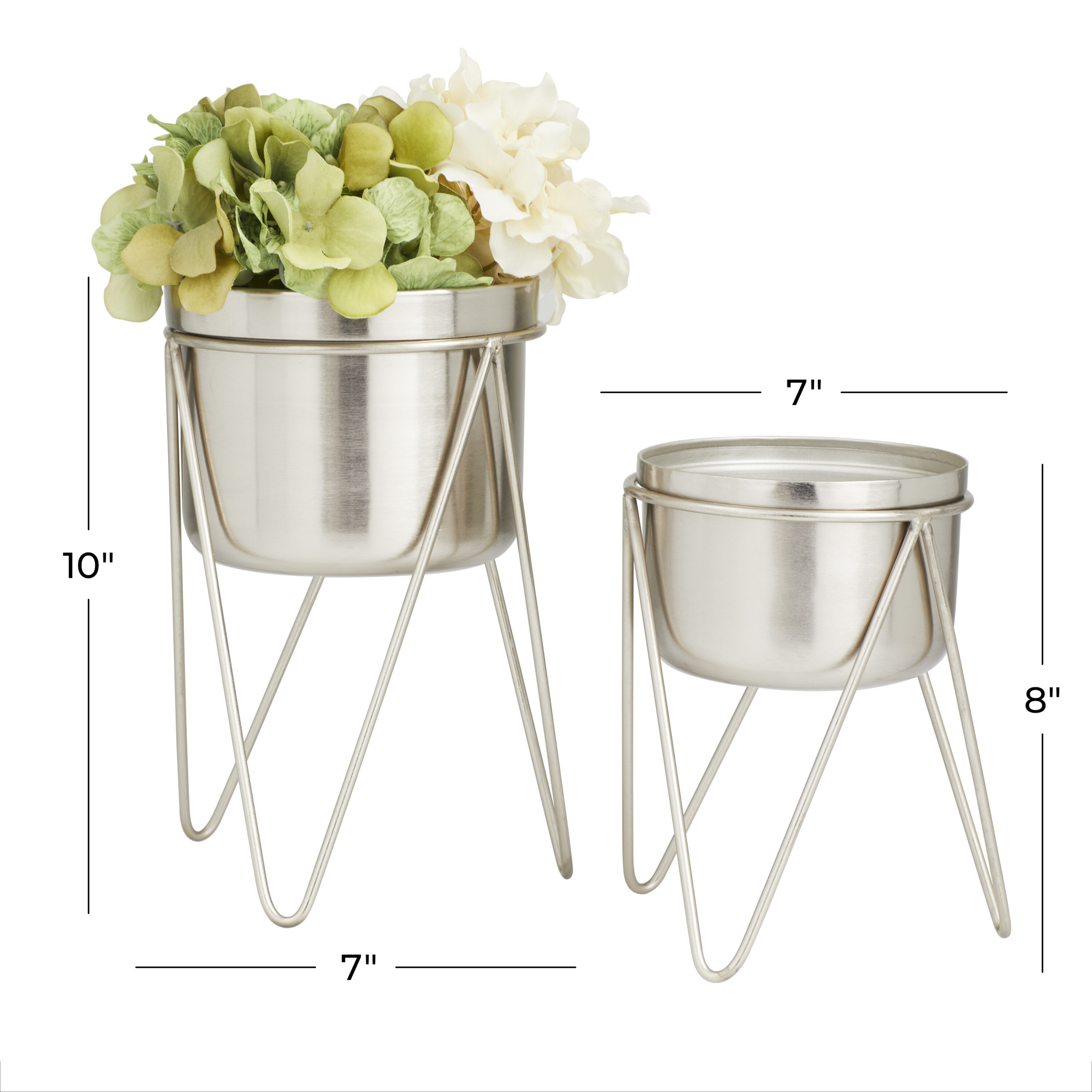 CosmoLiving Modern Silver Metal Planter Set of 2