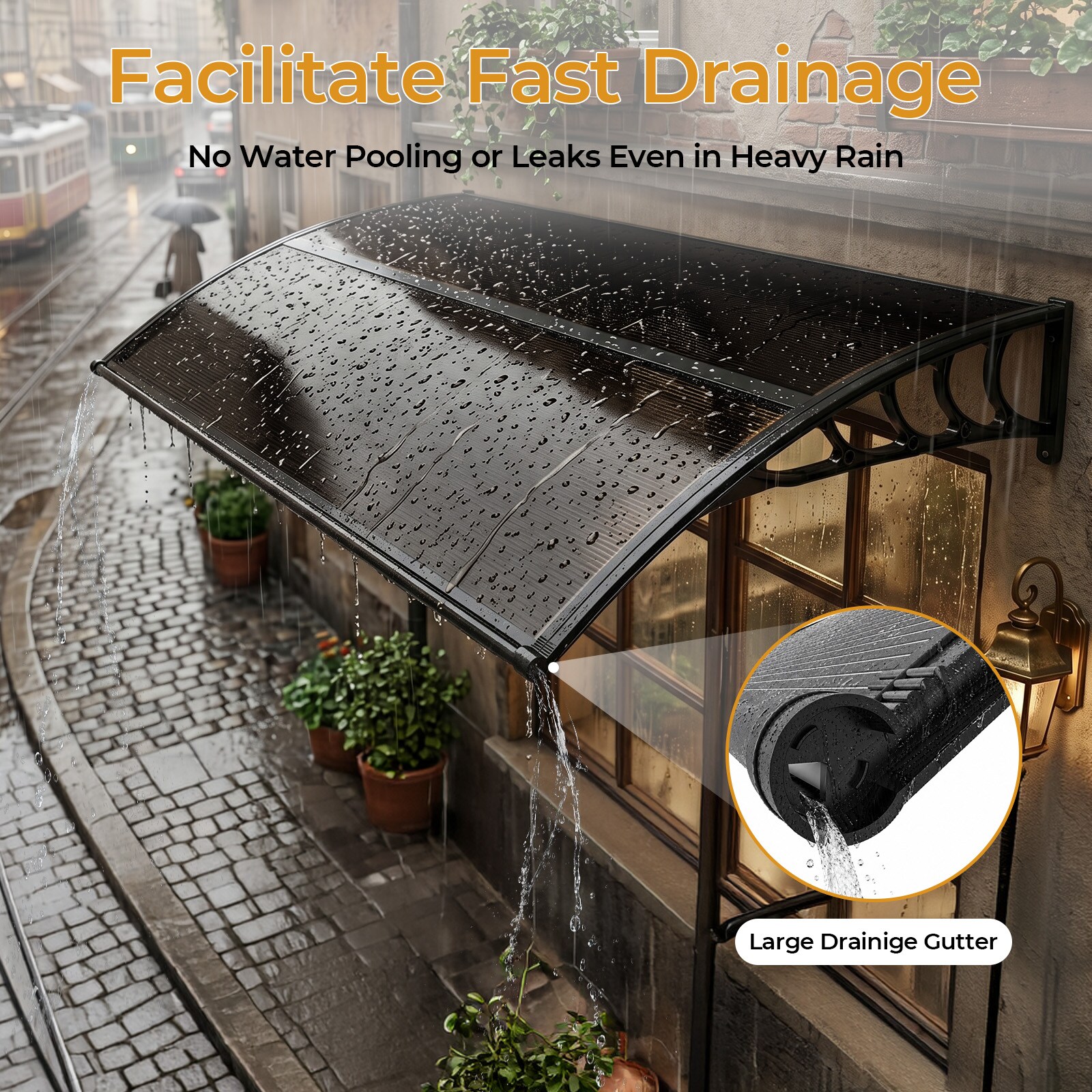 Bestcore Door Awning 40-in x 60-in Window Canopy with Drainage Groove ...