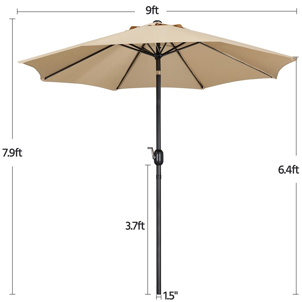 Yaheetech 9FT Tan Patio Umbrella with Push Button Tilt and Crank in the ...