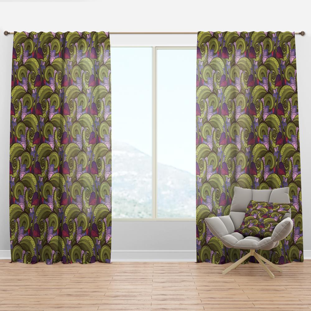 Designart CTN18627-52-95 95-Inches Yellow Floral Room darkening Thermal lined Rod pocket Single curtain panel