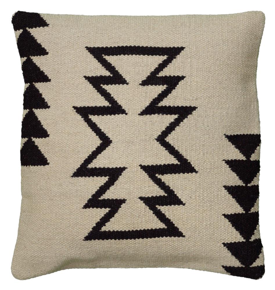 Rizzy Home T05815 Poly filled pillow 18-in x 18-in Ivory/Black Indoor Decorative Pillow