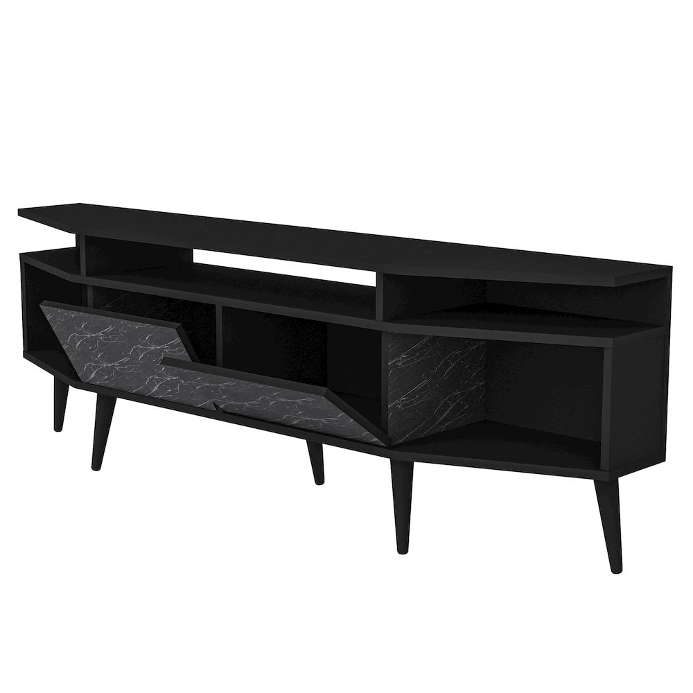 Decorotika - Dennis Tv Stand Black and Bendire Marble
