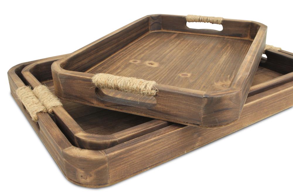 Cheung's Trays and Caddies 13.5-in x 19.5-in Brown Rectangle Serving ...