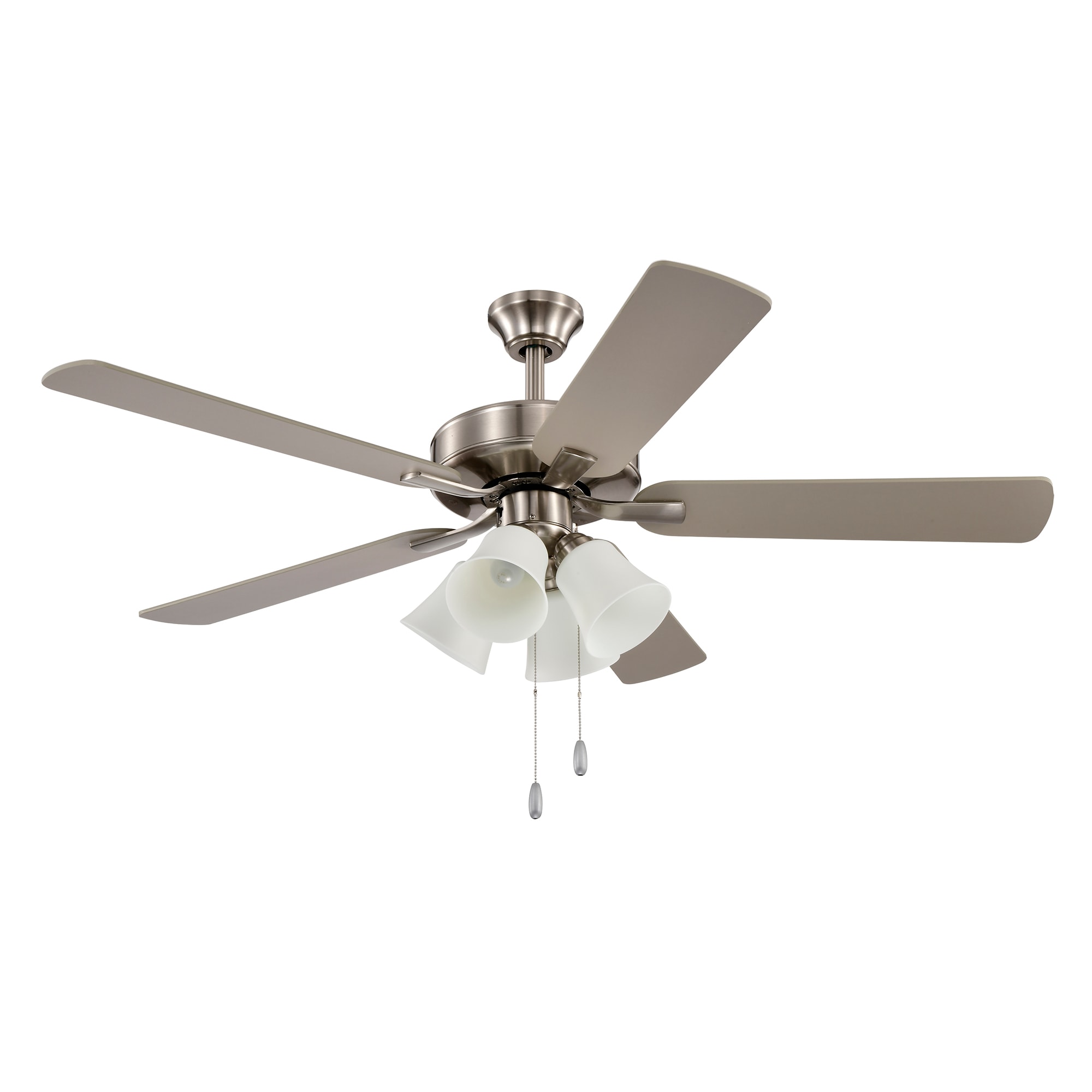 Edvivi FSJ7701BN Avery 52-in Brushed Nickel with Silver/ Grey Weathered Wood Blades Ceiling Fan With Light ( 5 -Blade )