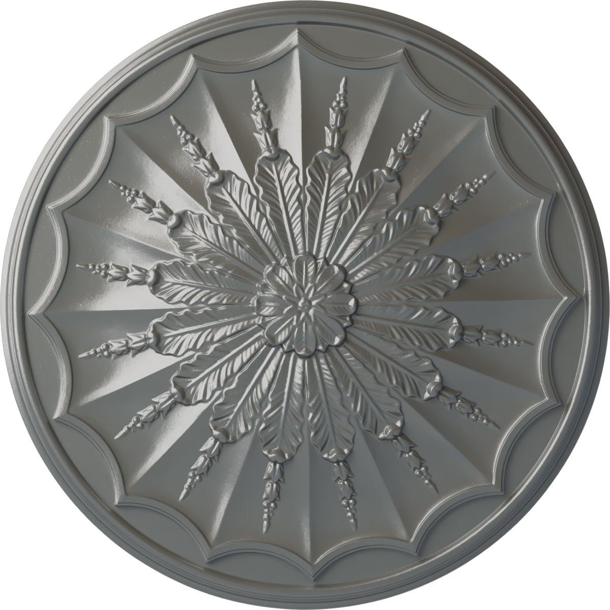 Ekena Millwork CM27ARSLS Artis 27.125-in W x 27.125-in L Painted Silver Polyurethane Whole Ceiling Medallion