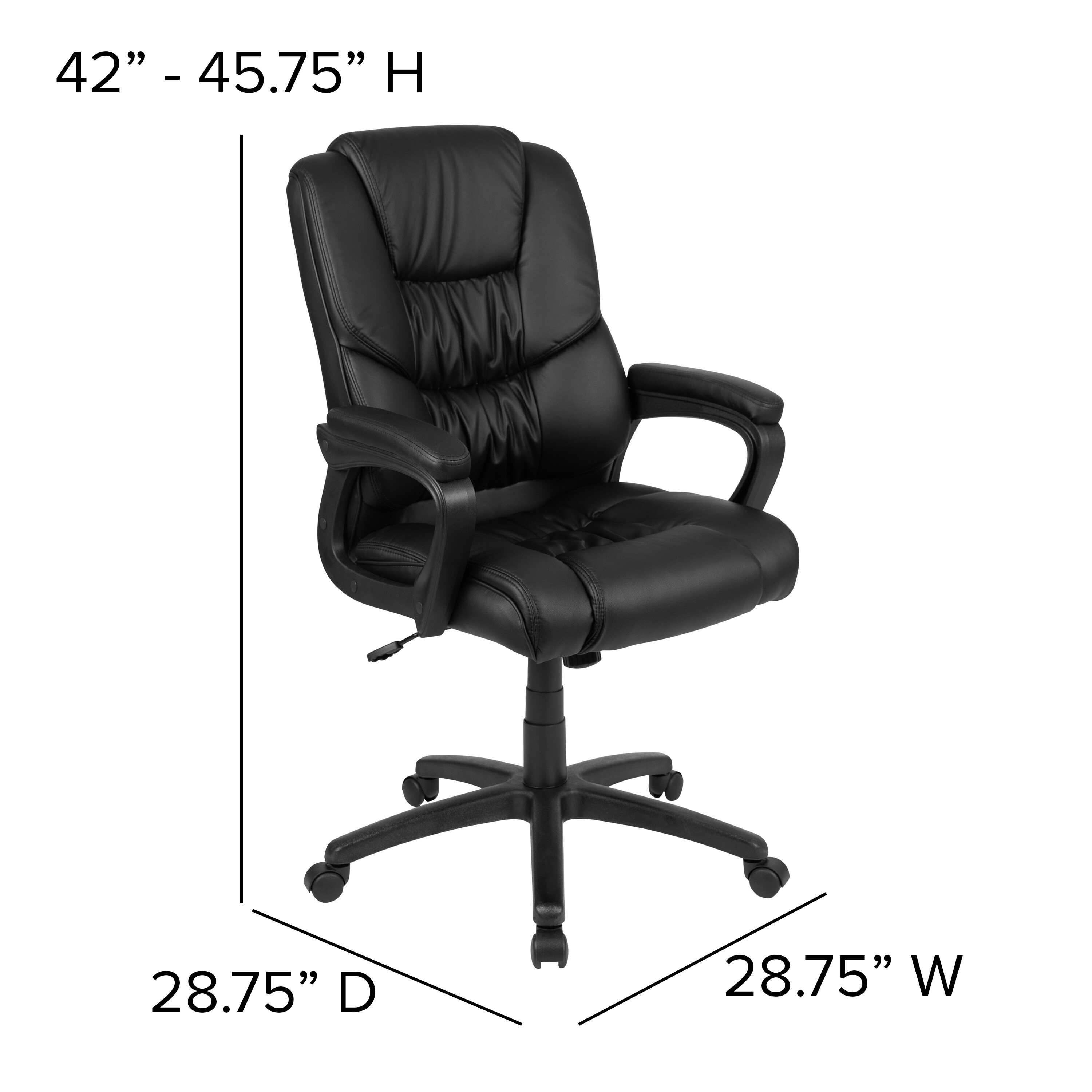 A Line Furniture Werth Big and Tall Black Fabric Executive Swivel Office Chair with Extra Wide Seat and Height Adjustable Arms, Size: 1