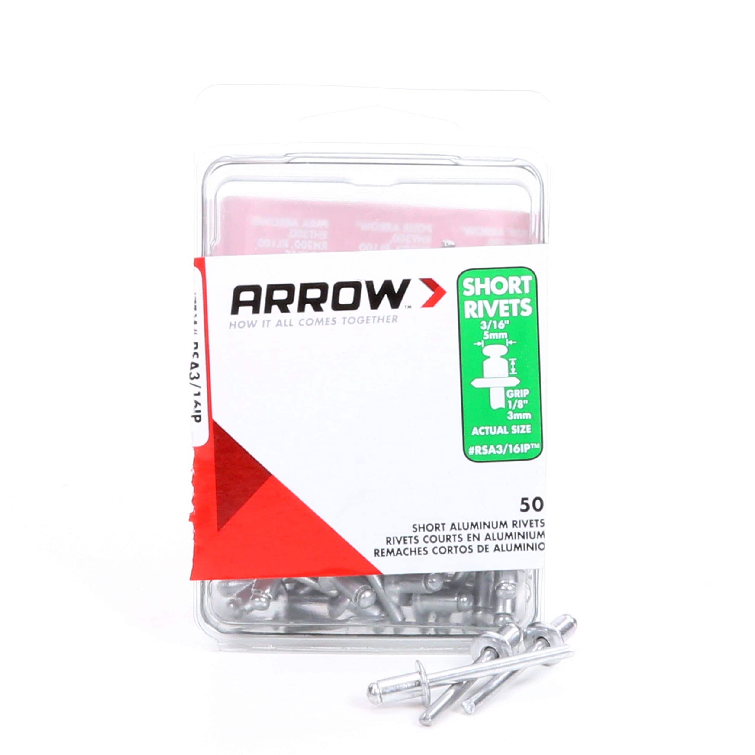 2-Pack Arrow Fastener RSA3/16IP Short Aluminum 3/16-Inch Rivets 100 Count 