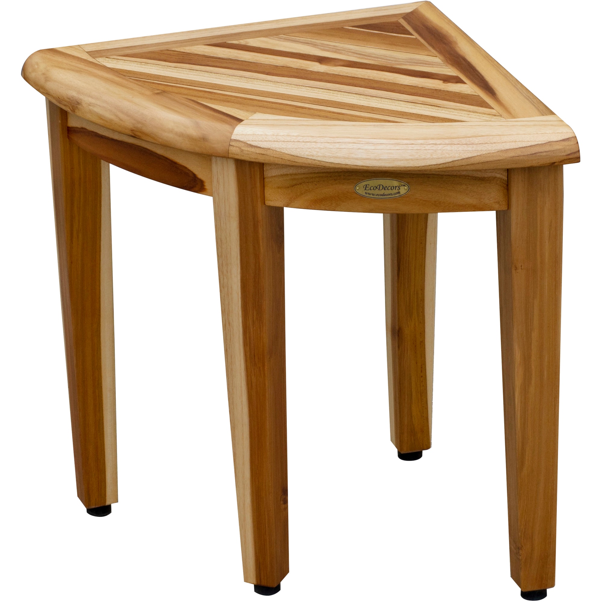 EcoDecors 18" Teak Corner Shower Bench with Adjustable Feet