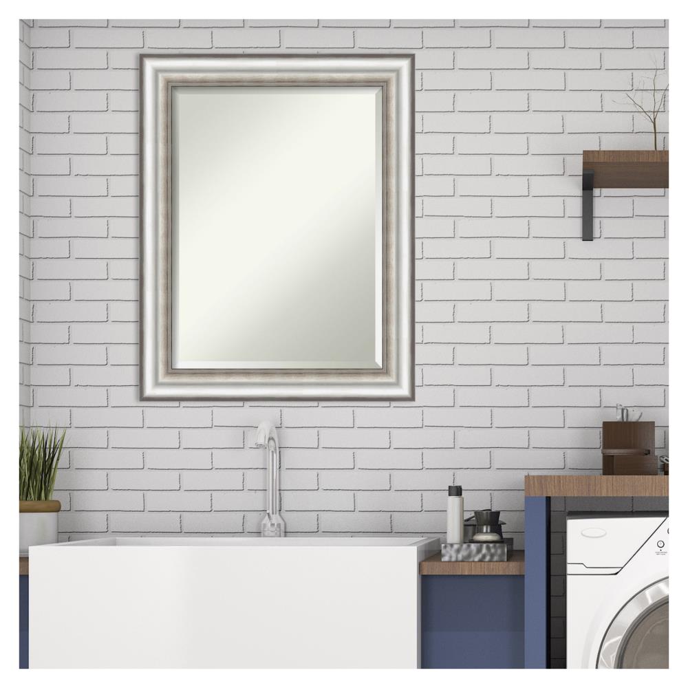 Elegant Rectangular Wall Mirror with Silver Embossed Frame