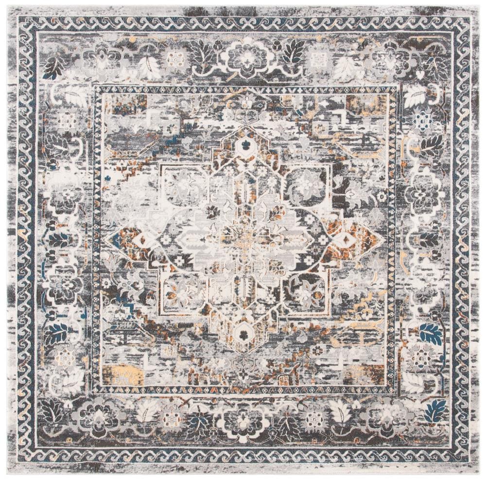 Safavieh ALH610F-7SQ Alhambra Namita 7 x 7 (ft) Loomed Synthetic Gray/Cream Square Indoor Distressed/Overdyed Area rug