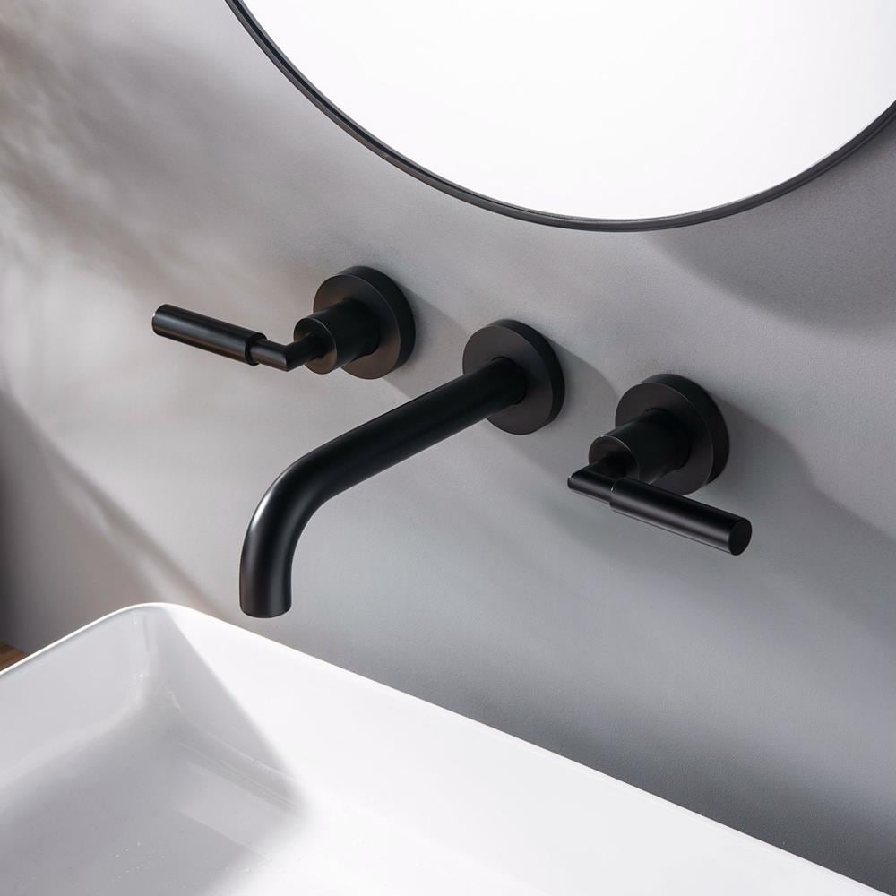 Parrot Uncle Matte Black Wall-mount 2-Handle WaterSense Bathroom Sink ...