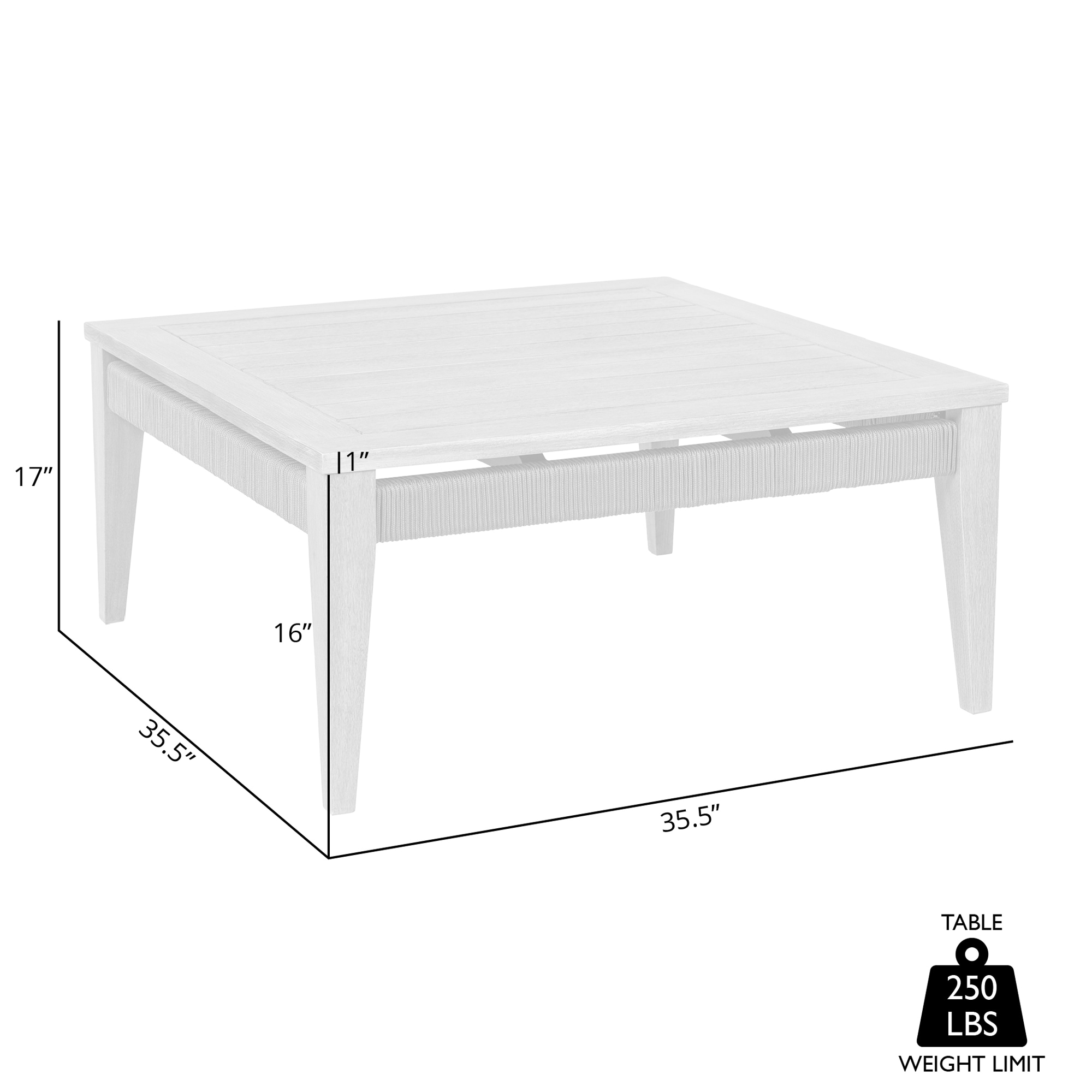 Orbit Square Weathered Eucalyptus Wood Outdoor Coffee Table