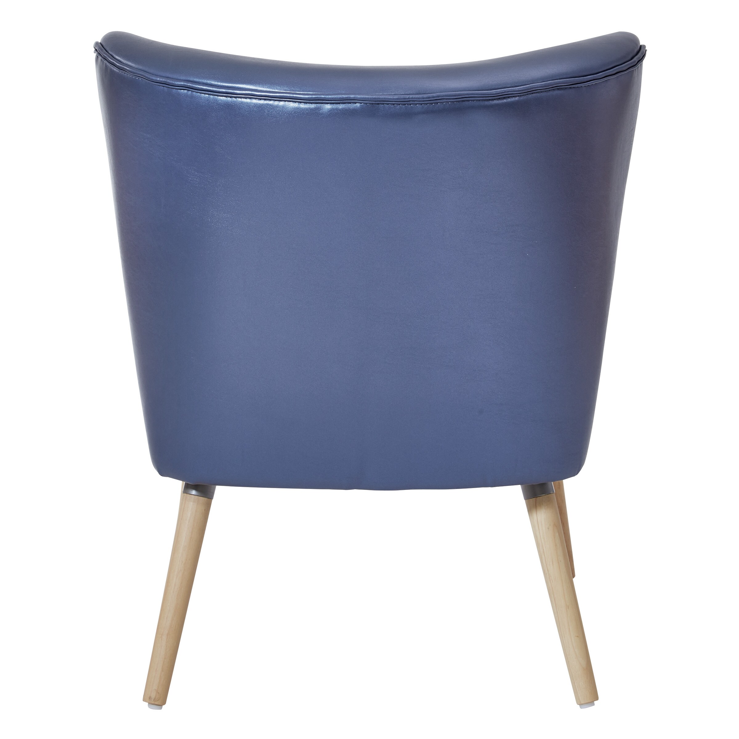 Sizzle Azure Mid-Century Modern Accent Chair in Faux Leather and Wood