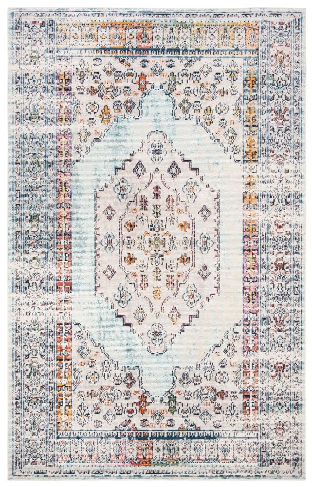 Reversible Hand-Knotted Blue and Grey Synthetic Area Rug, 5' x 8'
