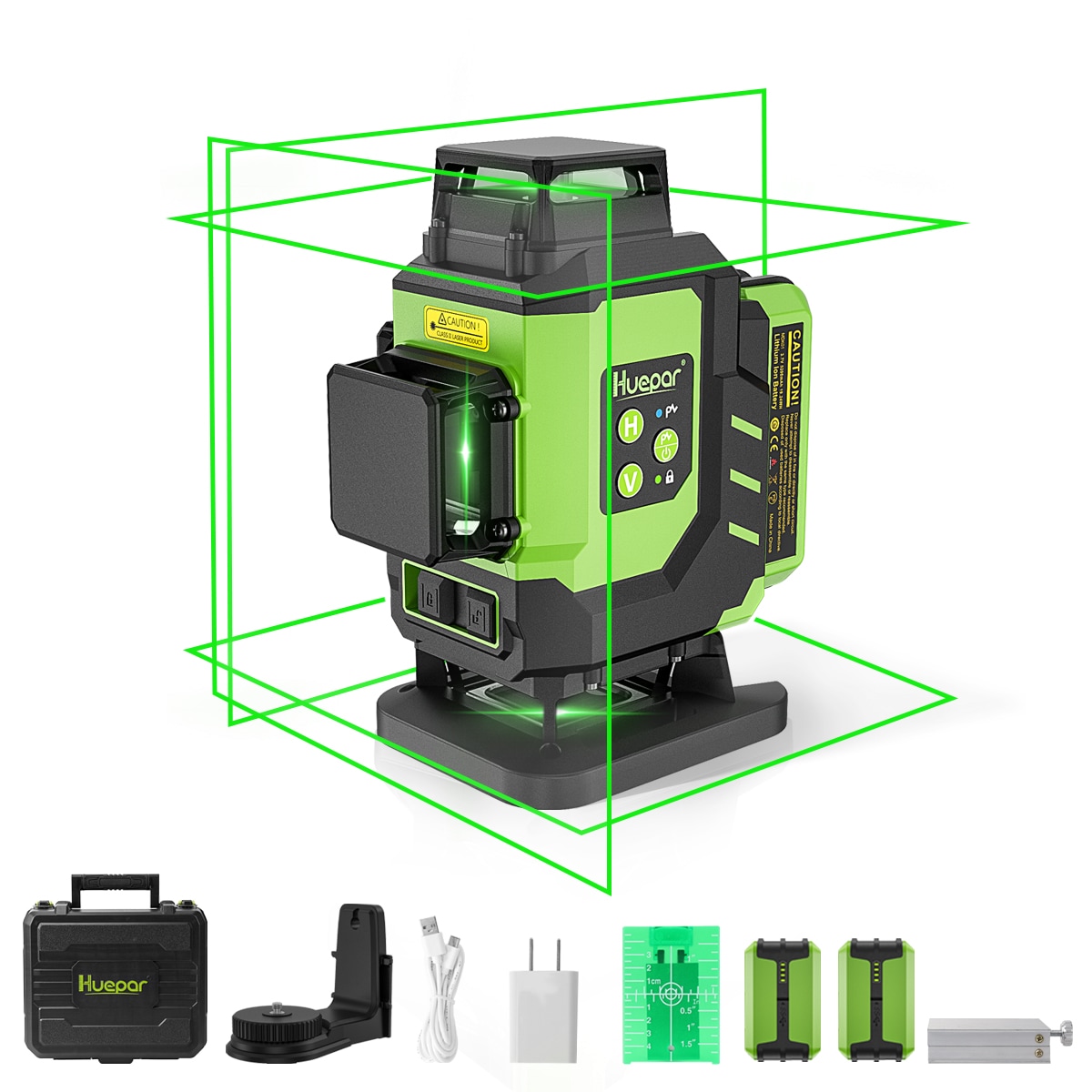 Huepar LS04CG 200-Feet Green 360-Degree Self-Leveling Cross-line Laser Level
