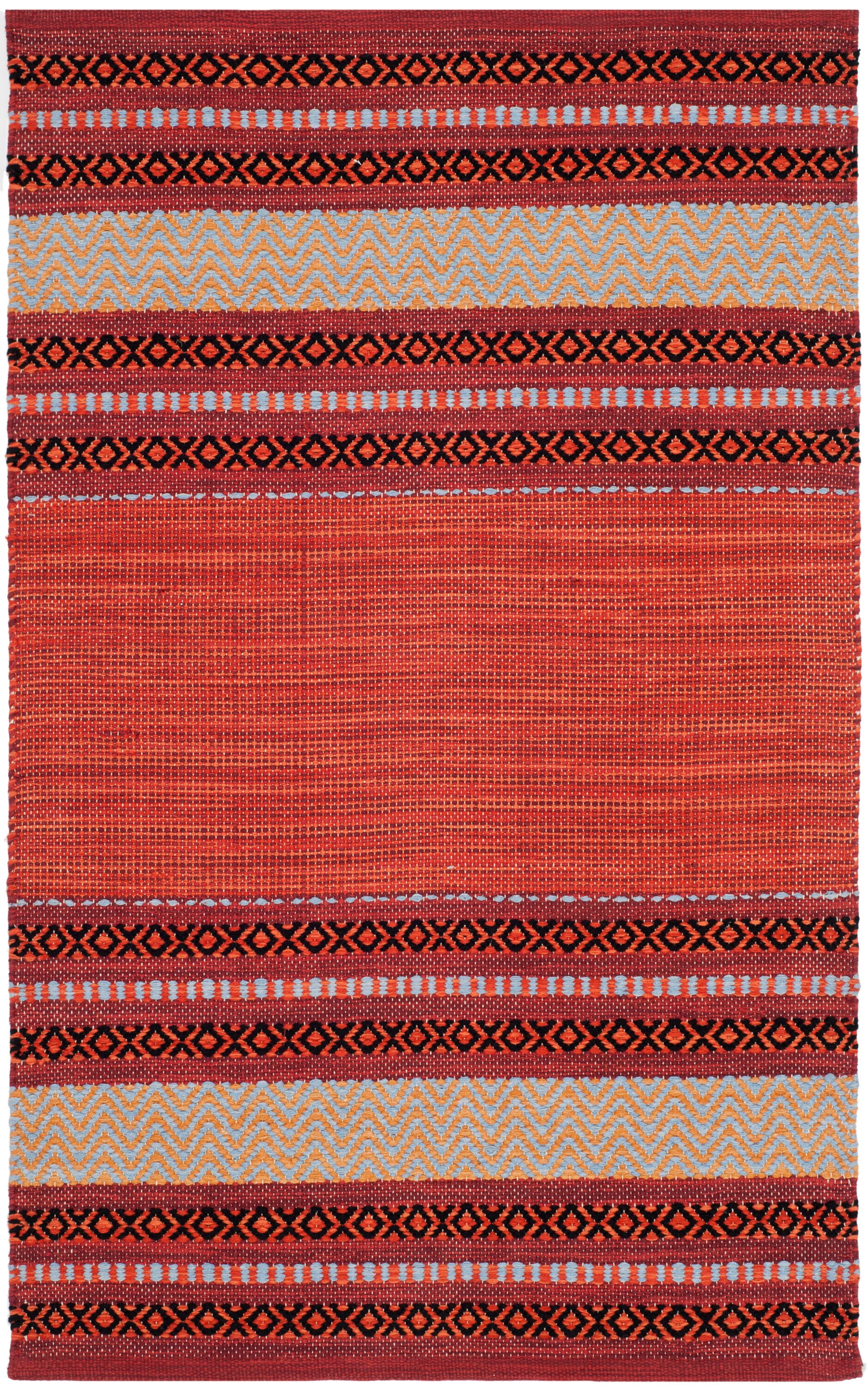 Coastal Charm Red & Ivory Cotton Flat Woven 30" Area Rug