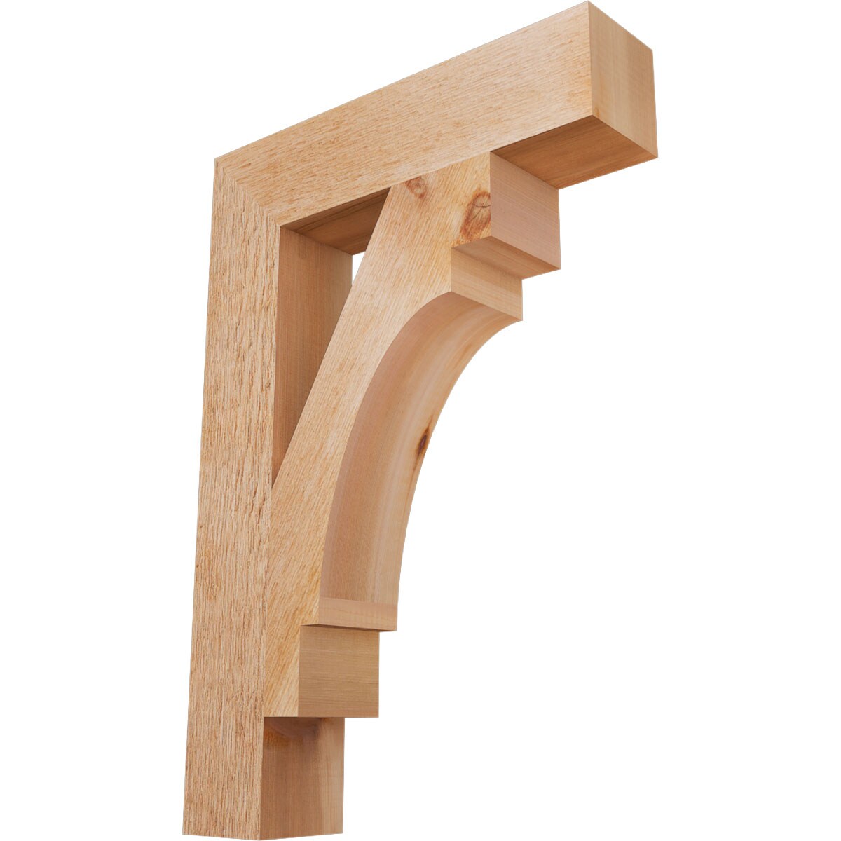 Ekena Millwork BKT04X18X26MRC05RWR Merced block rough sawn 4-in x 18-in x 26-in Western red cedar Brown Wood Standard bracket