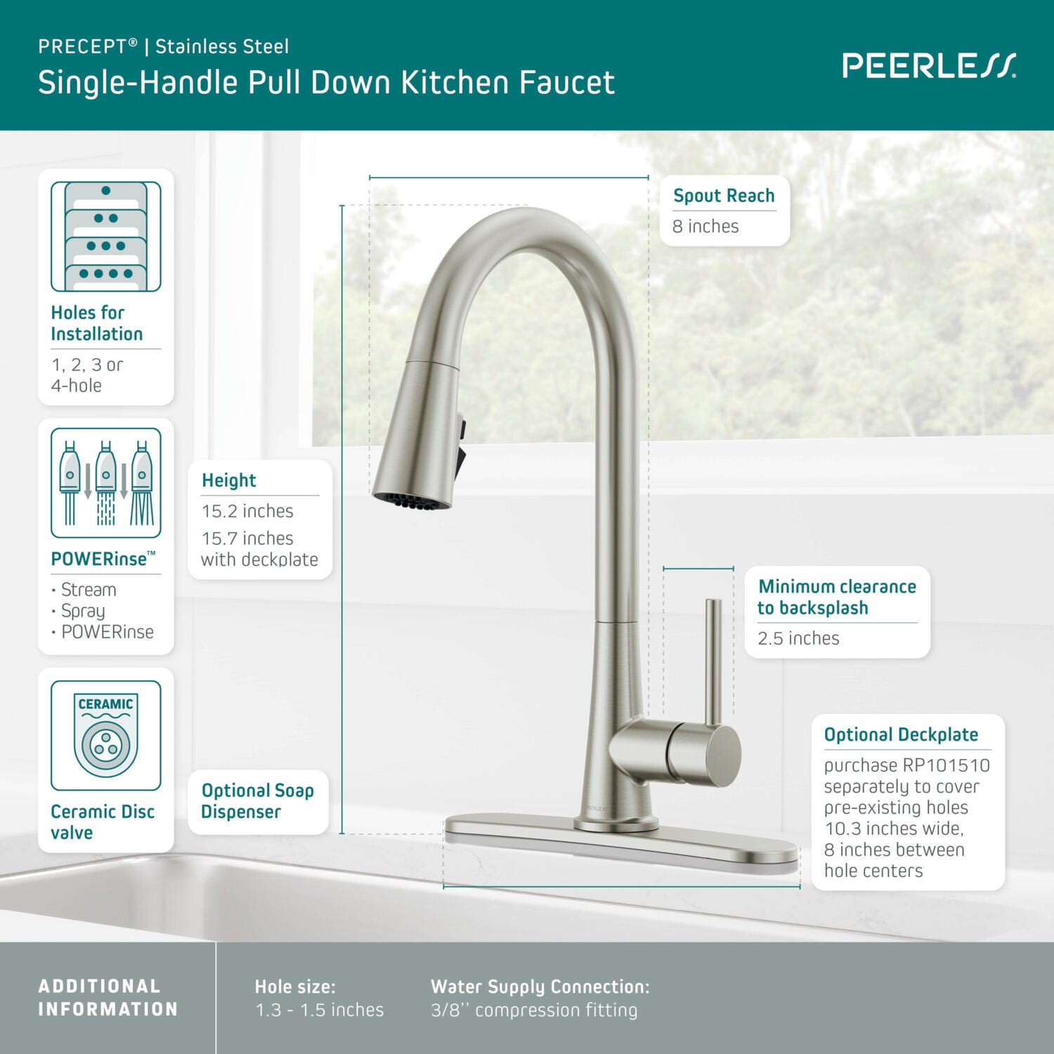 Peerless Precept Stainless Single Handle Pull-down Kitchen Faucet with ...