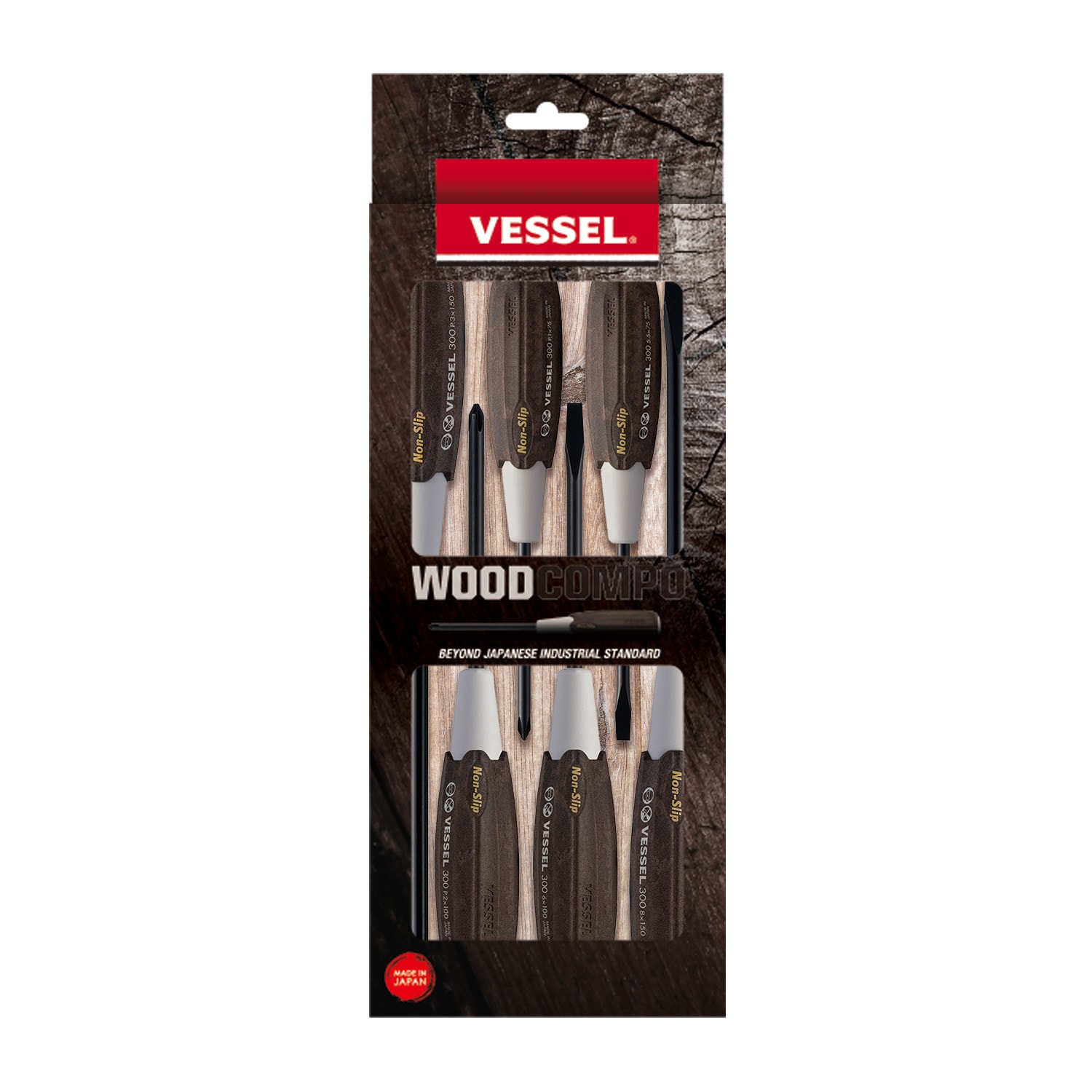 VESSEL 3006CS 6 -Piece #2 5-in Magnetic Screwdriver Set