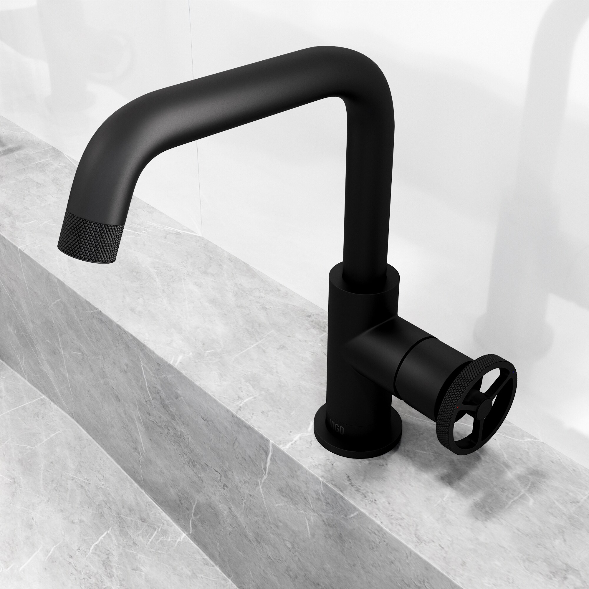Cass 9'' High Aerodynamic Wheel Handle Matte Black Bathroom Faucet