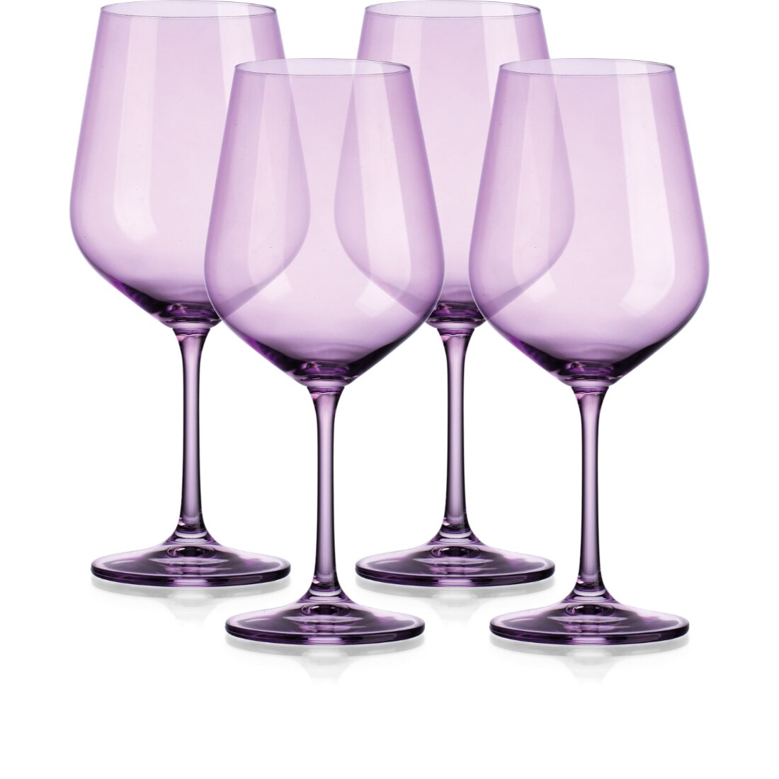 HomeRoots 4000485156 Set of Four Translucent Purple Large Wine Glasses