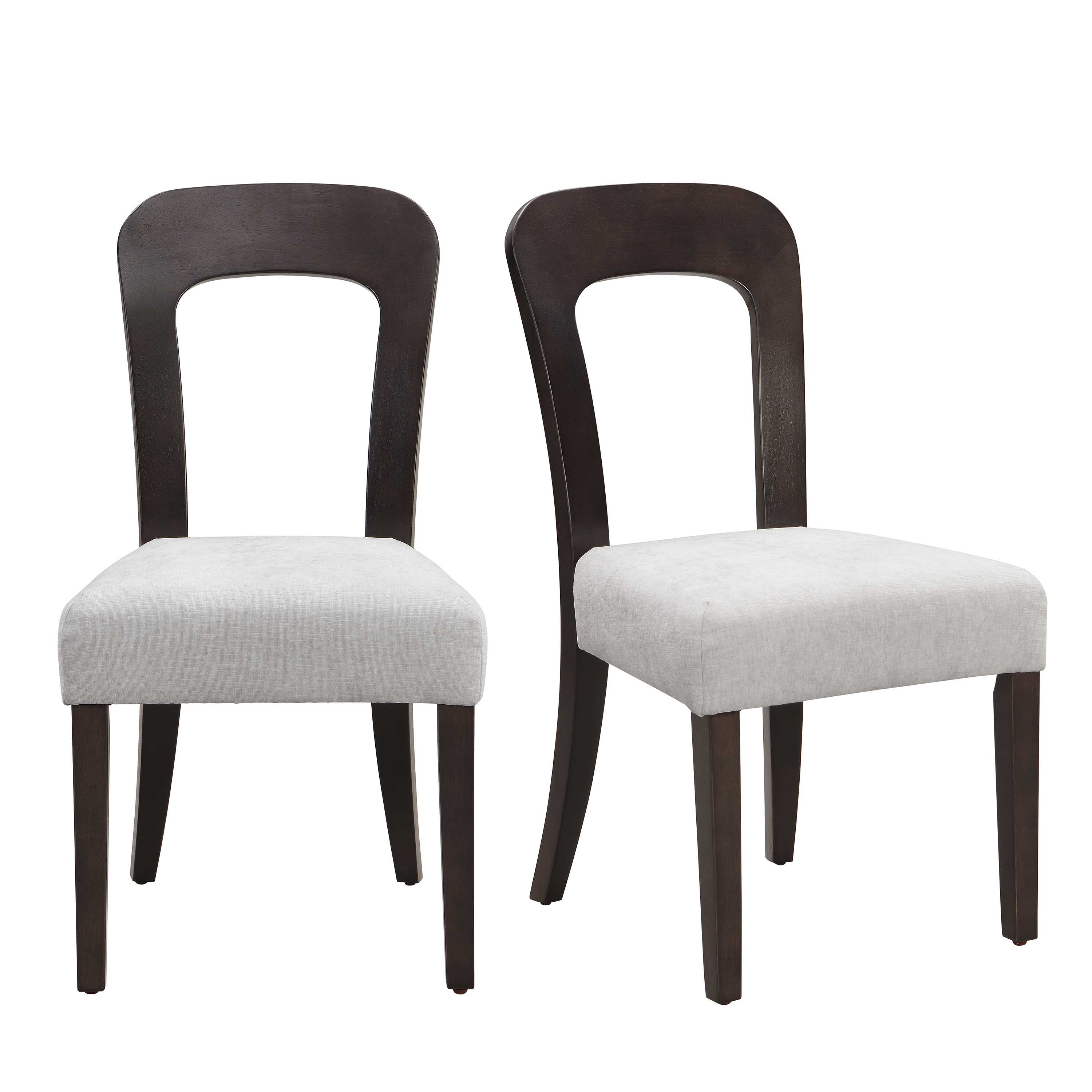 Vynxaria LEXY0156-DJCY-2WHB Gray Dining Chair Set of 2 with Dark Brown Rubber Wood Legs