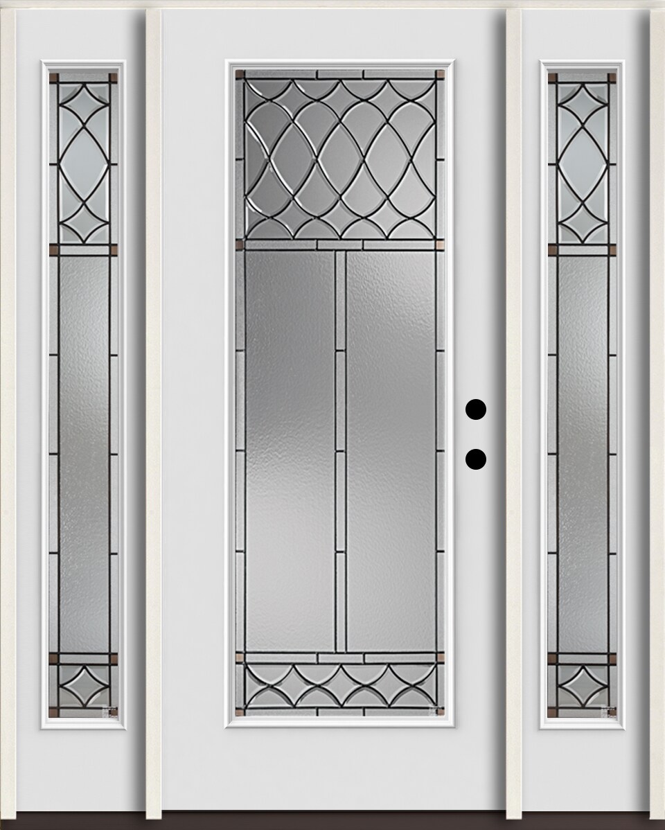 RELIABILT LO964046 Sheldon 60-in x 80-in x 4-5/8-in Fiberglass Full lite Left-hand inswing Arctic White Paint Painted Prehung Front Door with Sidelights Insulating core