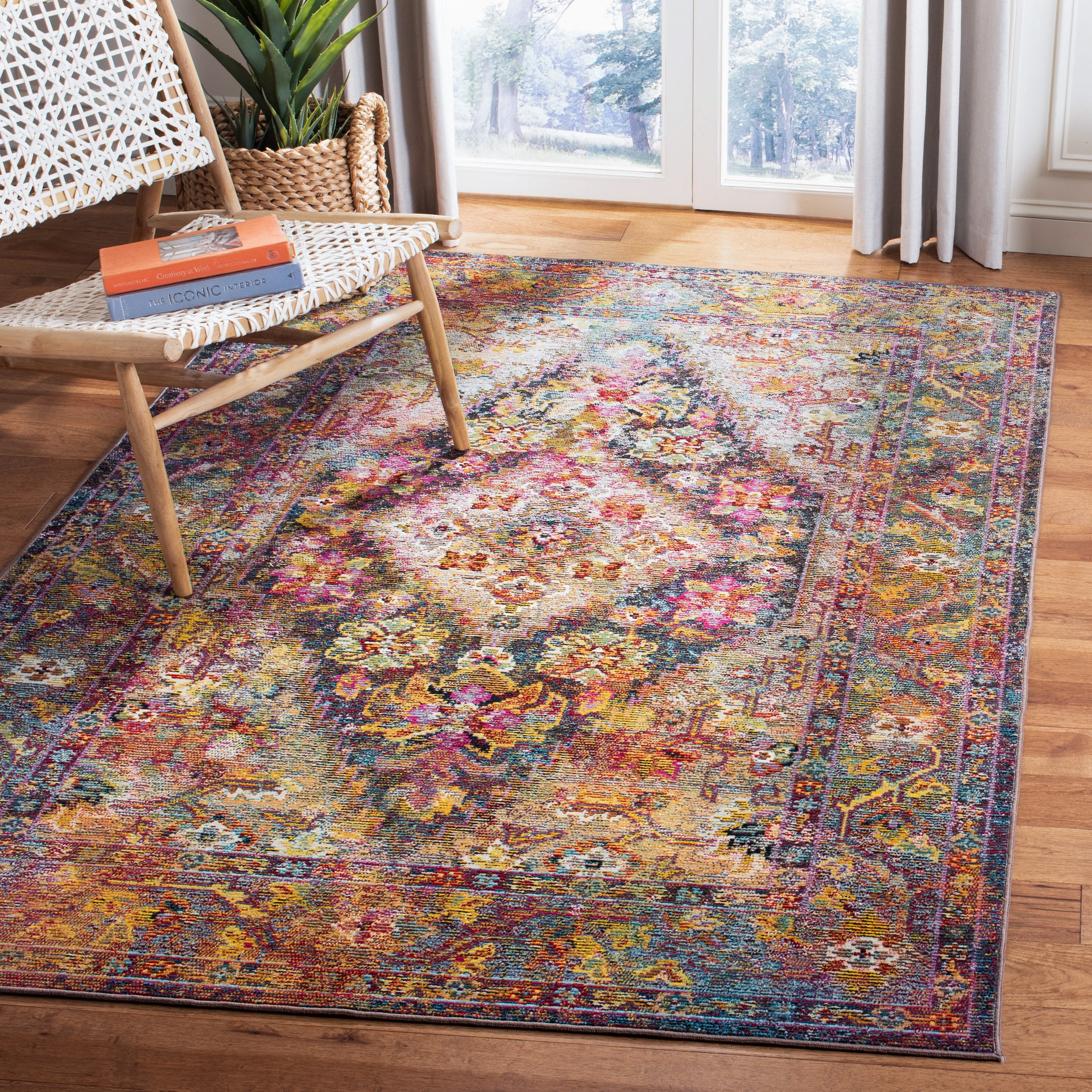 Safavieh CRS507H-4 Crystal Celeste 4 x 6 (ft) Loomed Polypropylene Navy/Light Blue Rectangular Indoor Distressed/Overdyed Vintage Area rug