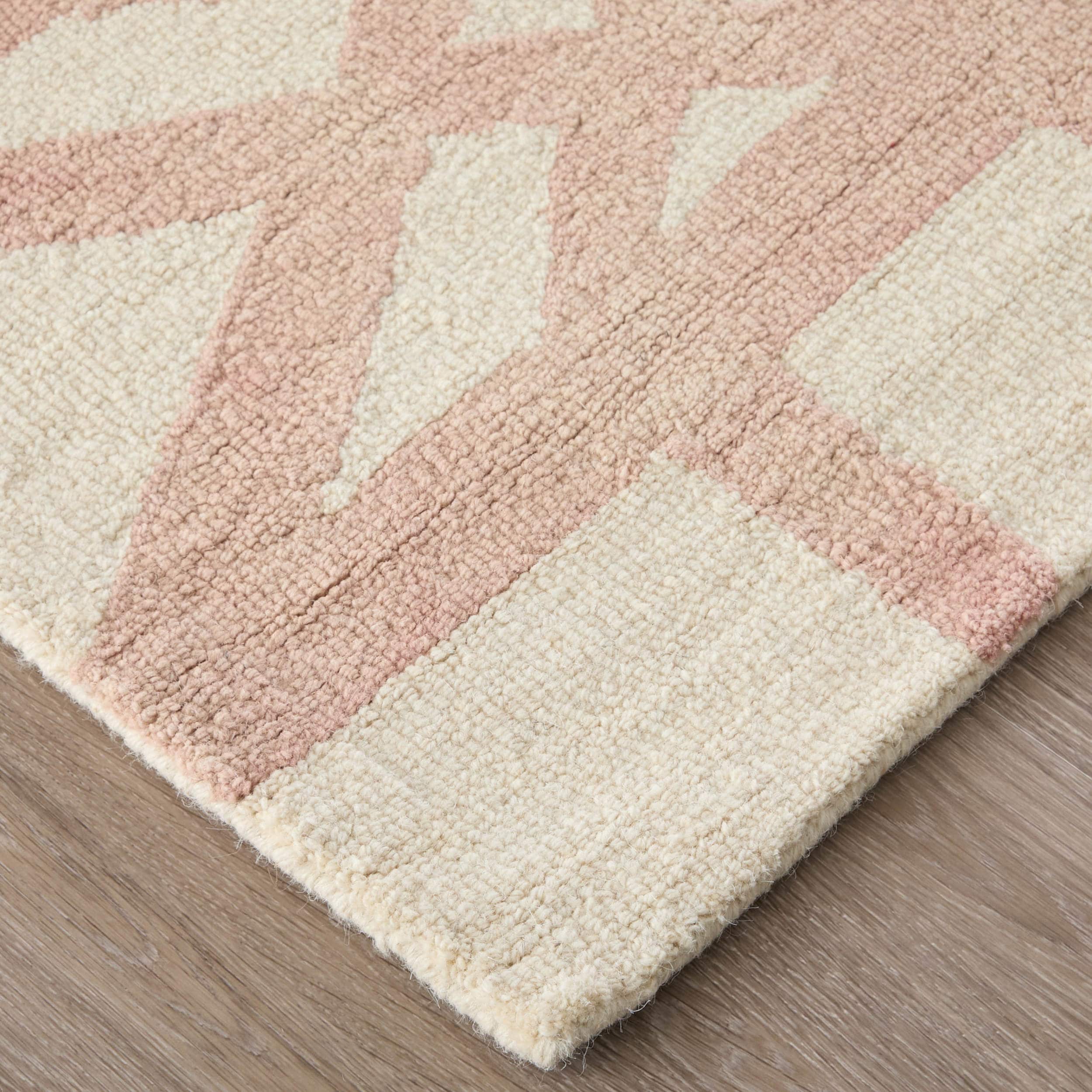 Artisanal Ivory Geometric Wool 24" Rectangular Rug