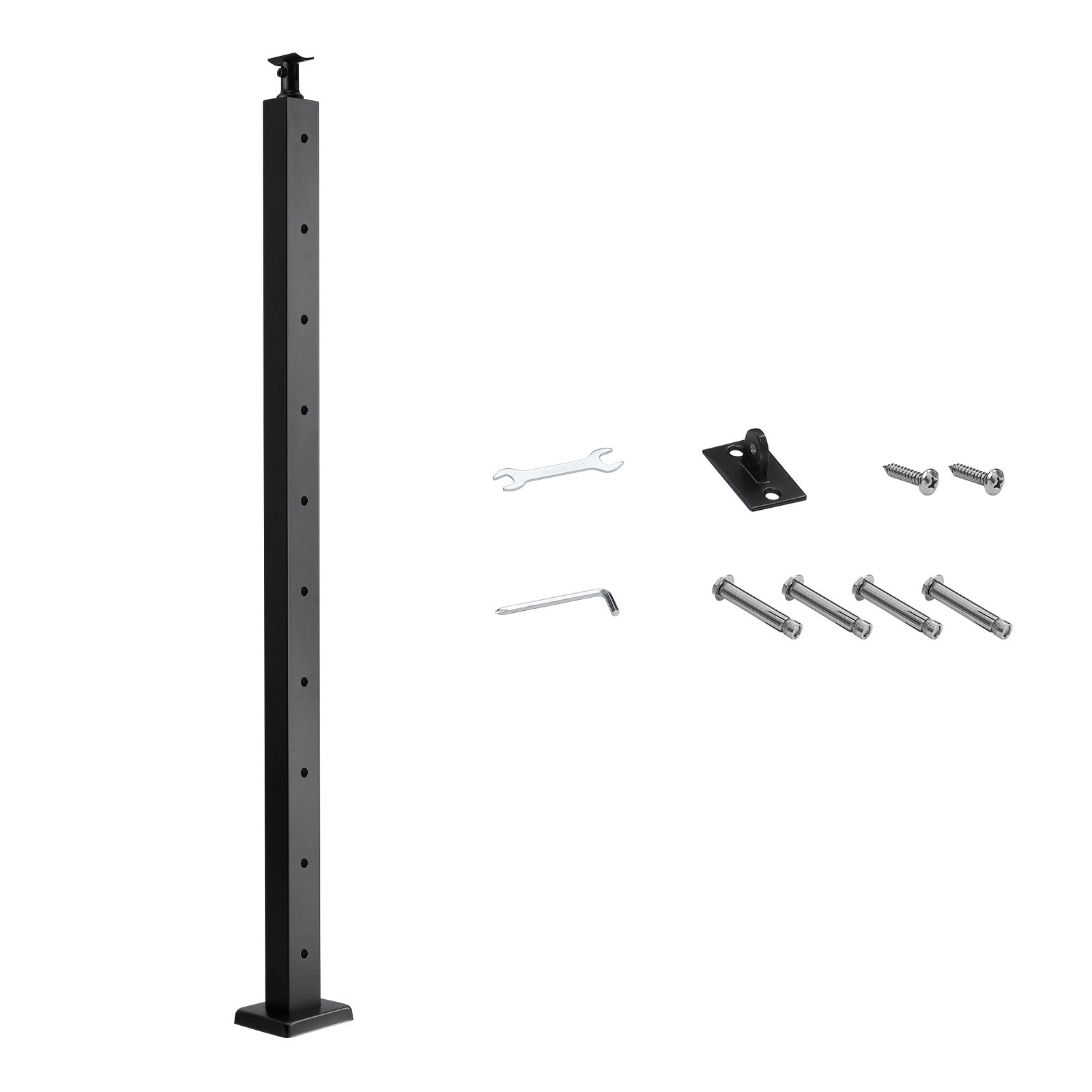 GIVIMO 1-Pack Cable Railing Post 36 x 2 x 2-in Horizontal-Hole Deck Railing Post with Pre-Drilled Holes Stainless Steel