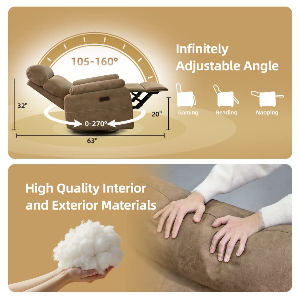 Coolbibila CHASE-RECLINER-BROWN chairs - View #4